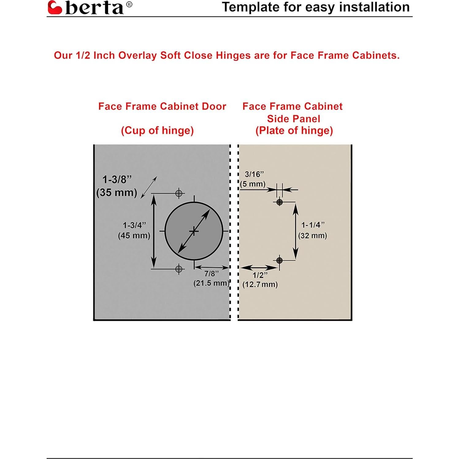 Paquete de 4 Bisagras Europeas Berta Cierre Suave 110°