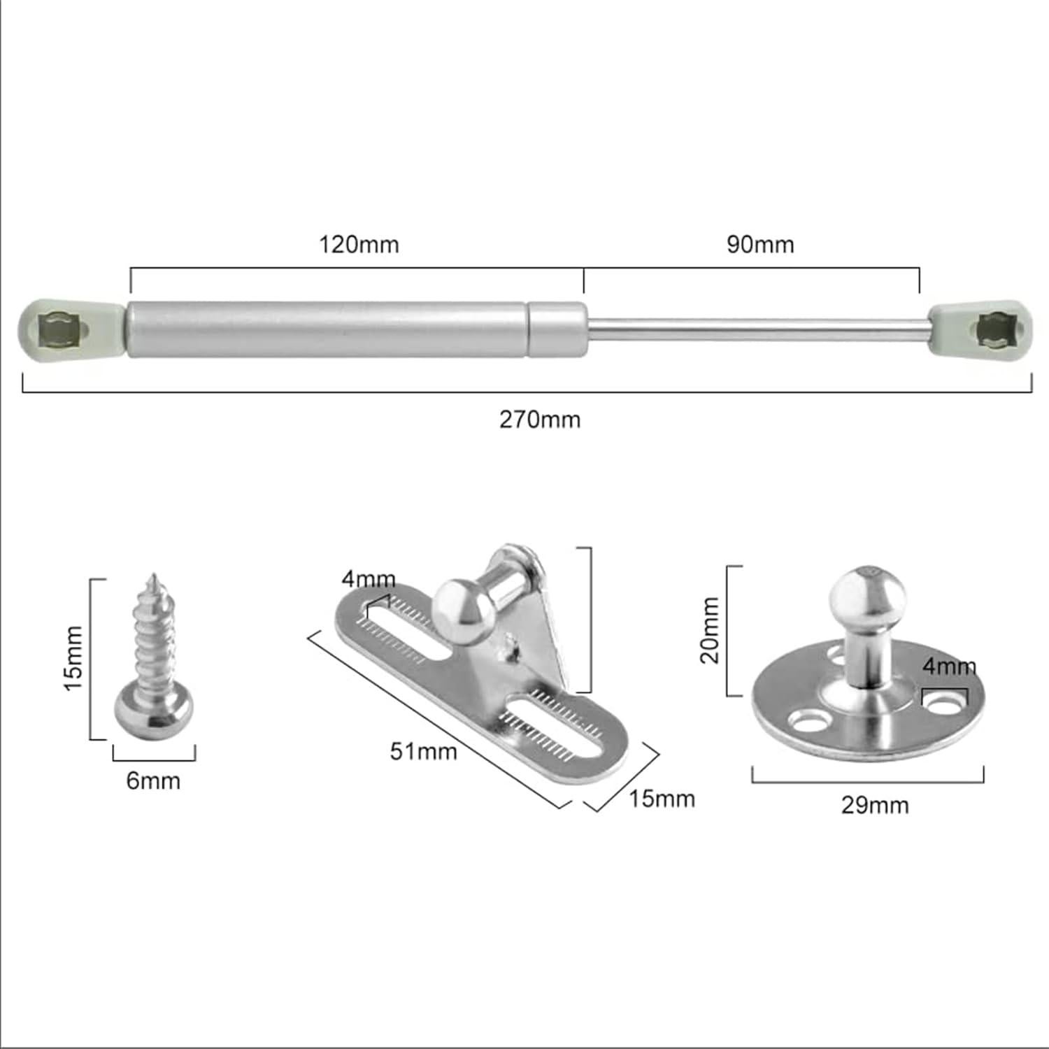 Paquete de 2 Resortes de Gas 100N para Tapa Gabinete vrbabies