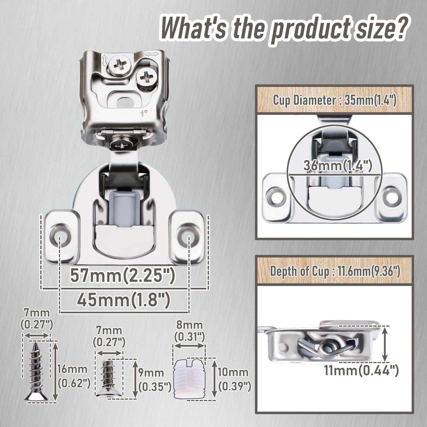 Bisagras de Cierre Suave HTCELLE 1" Paquete de 10 para Gabinetes