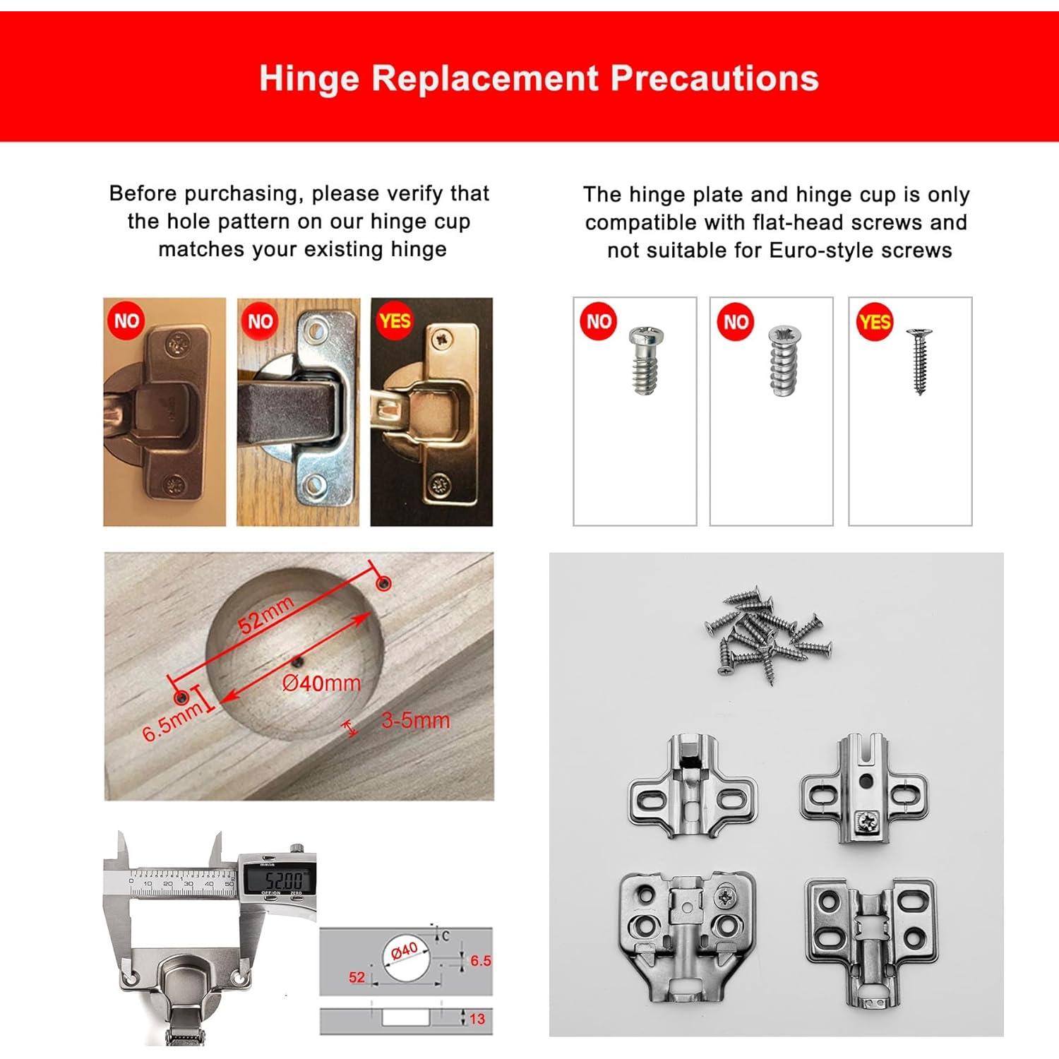 Bisagras de Marco Completo LIKERAINY 95° con Amortiguador - 8 Piezas