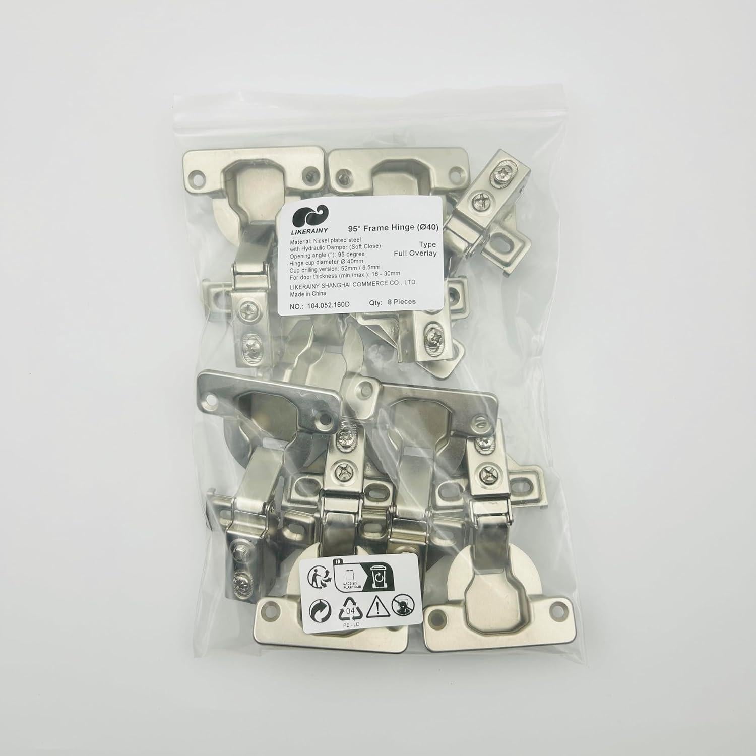 Bisagras de Marco Completo LIKERAINY 95° con Amortiguador - 8 Piezas