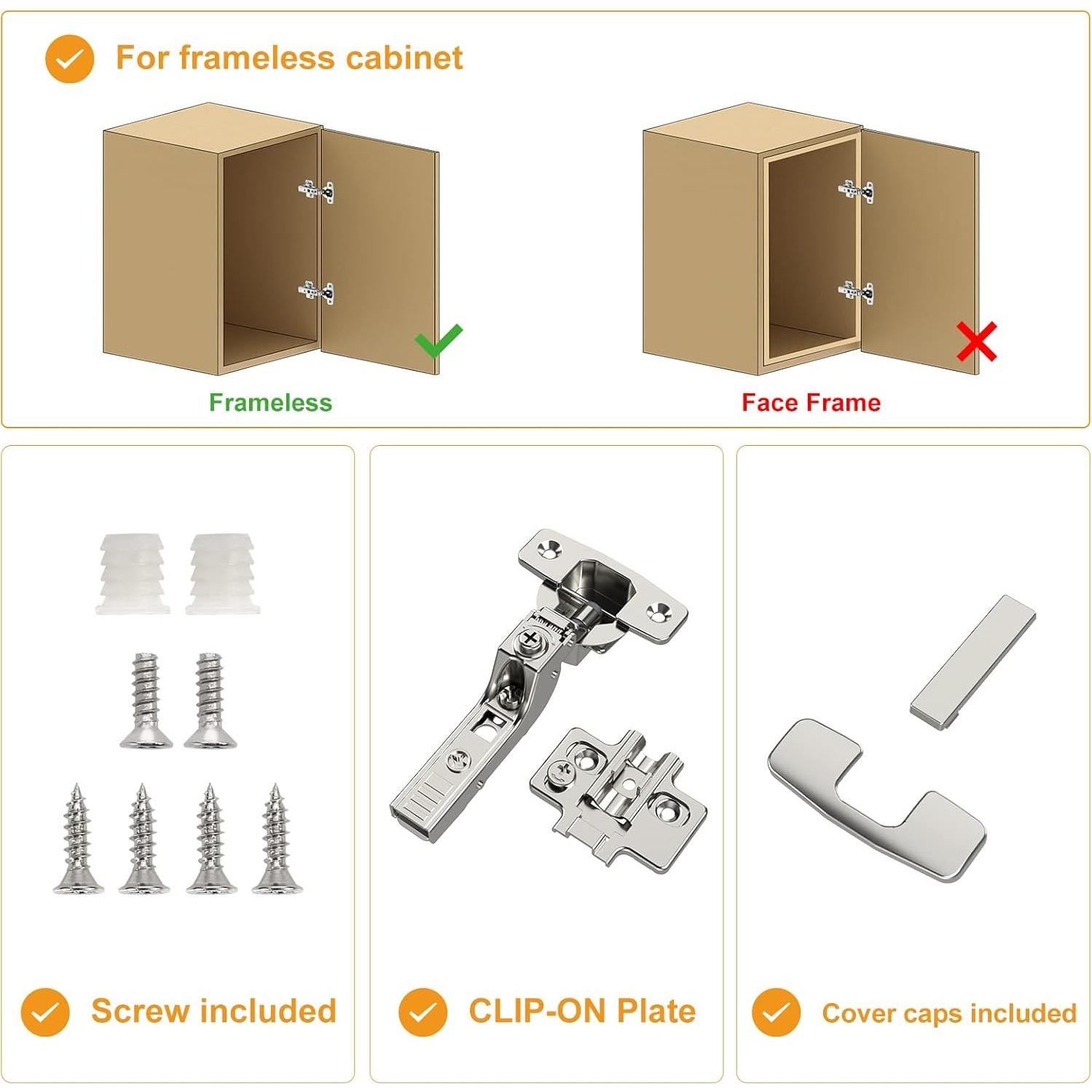 Paquete de 20 Bisagras Ocultas Chibery Cierre Suave 105°