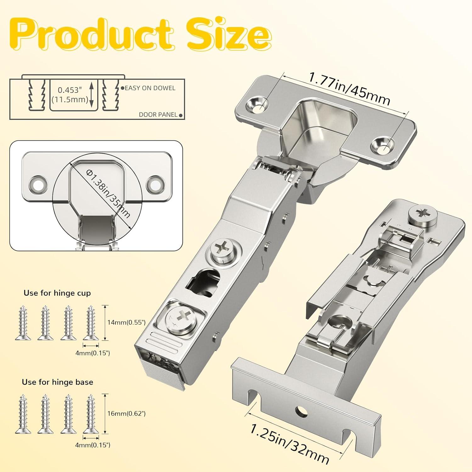 Paquete de 2 bisagras empotradas Onemake 110° con cierre suave