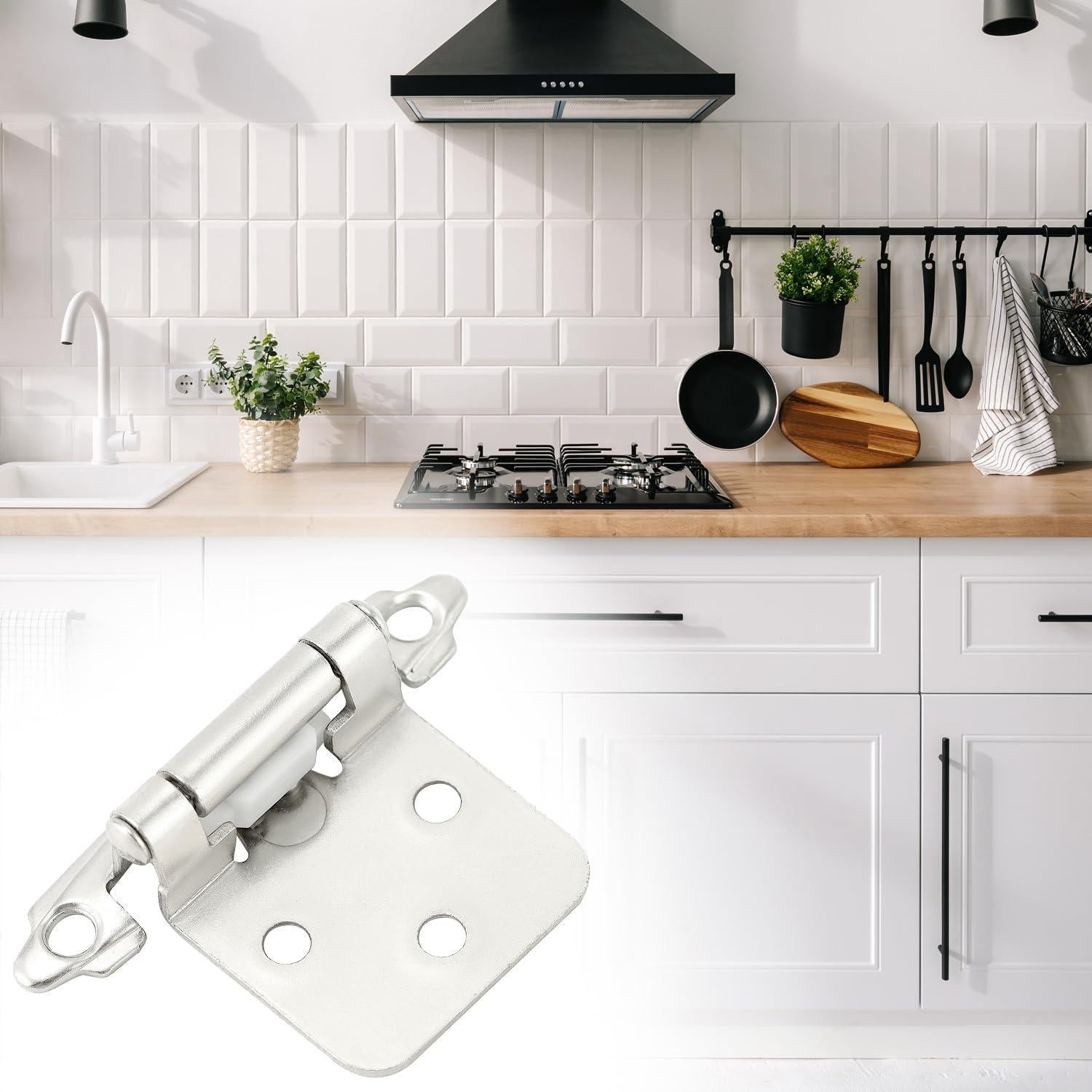 Bisagras de gabinete QWORK 25 pares acero inoxidable cepillado