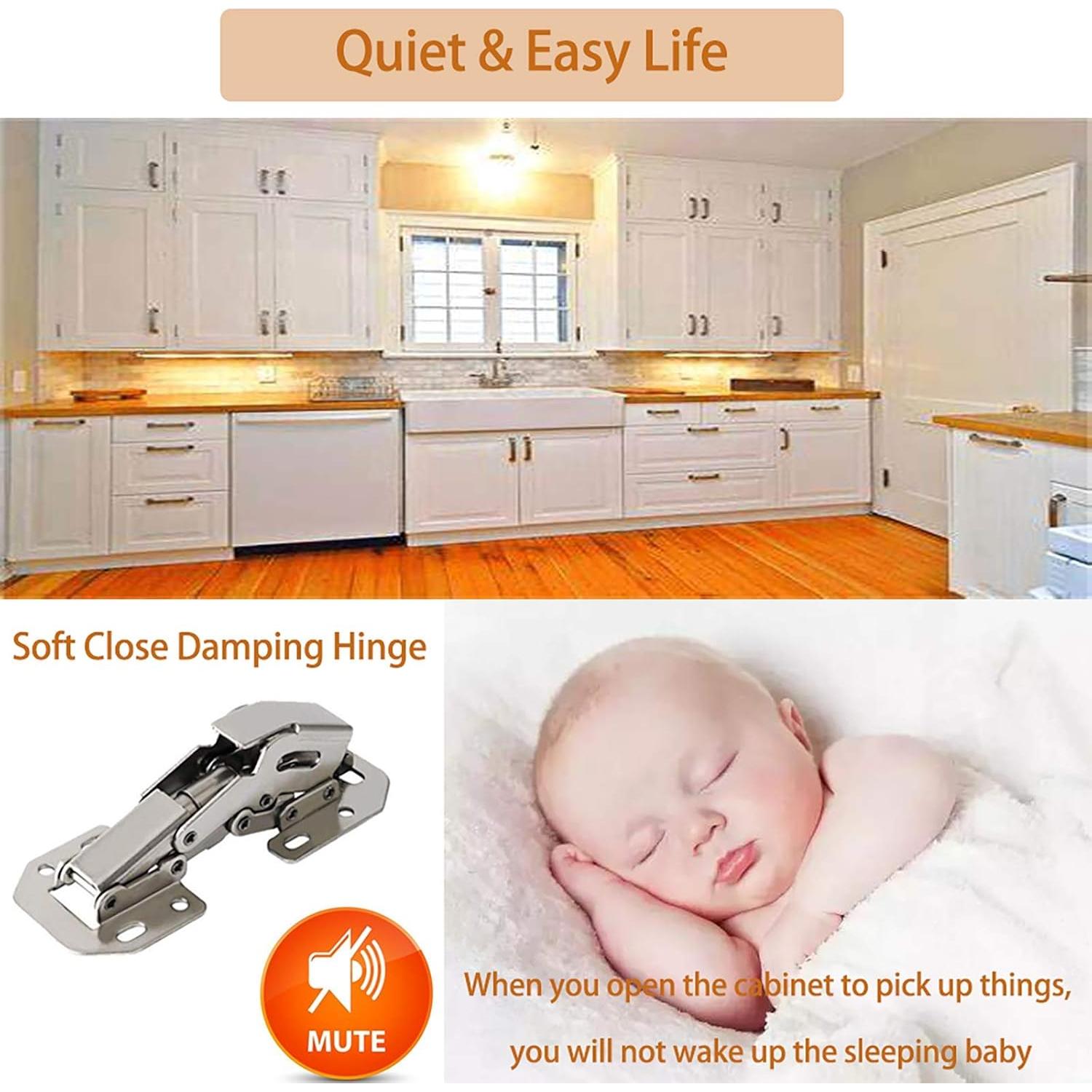 Paquete de 18 bisagras ocultas REDYA con cierre suave niqueladas