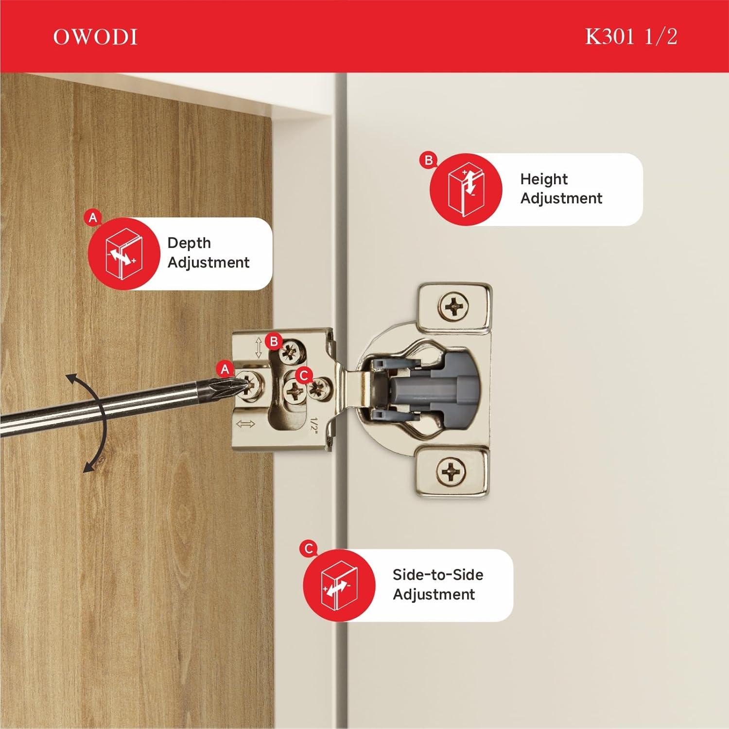 Paquete de 20 bisagras ocultas OWODI 1/2" acero inoxidable