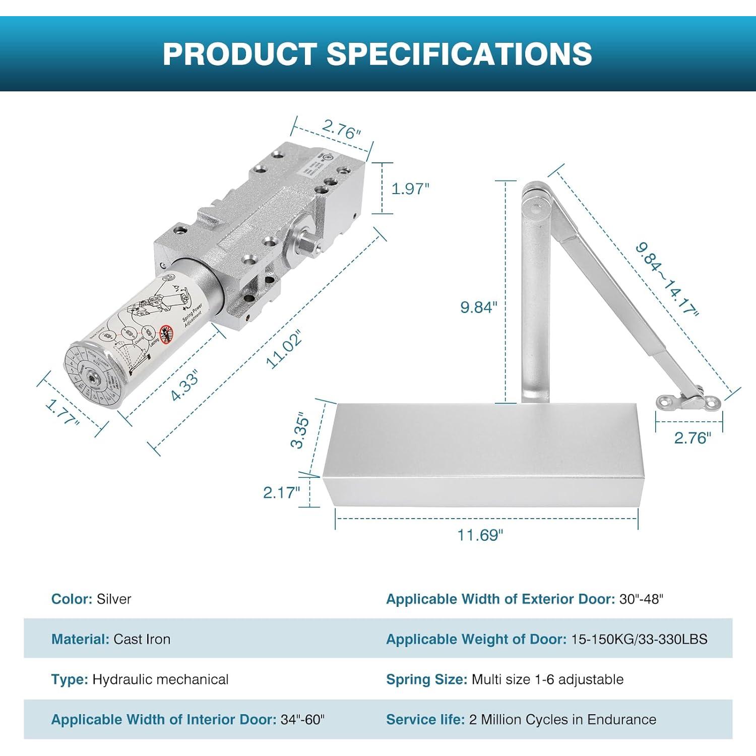 Cierre Automático IRONWALLS para Puertas hasta 150kg Ajustable