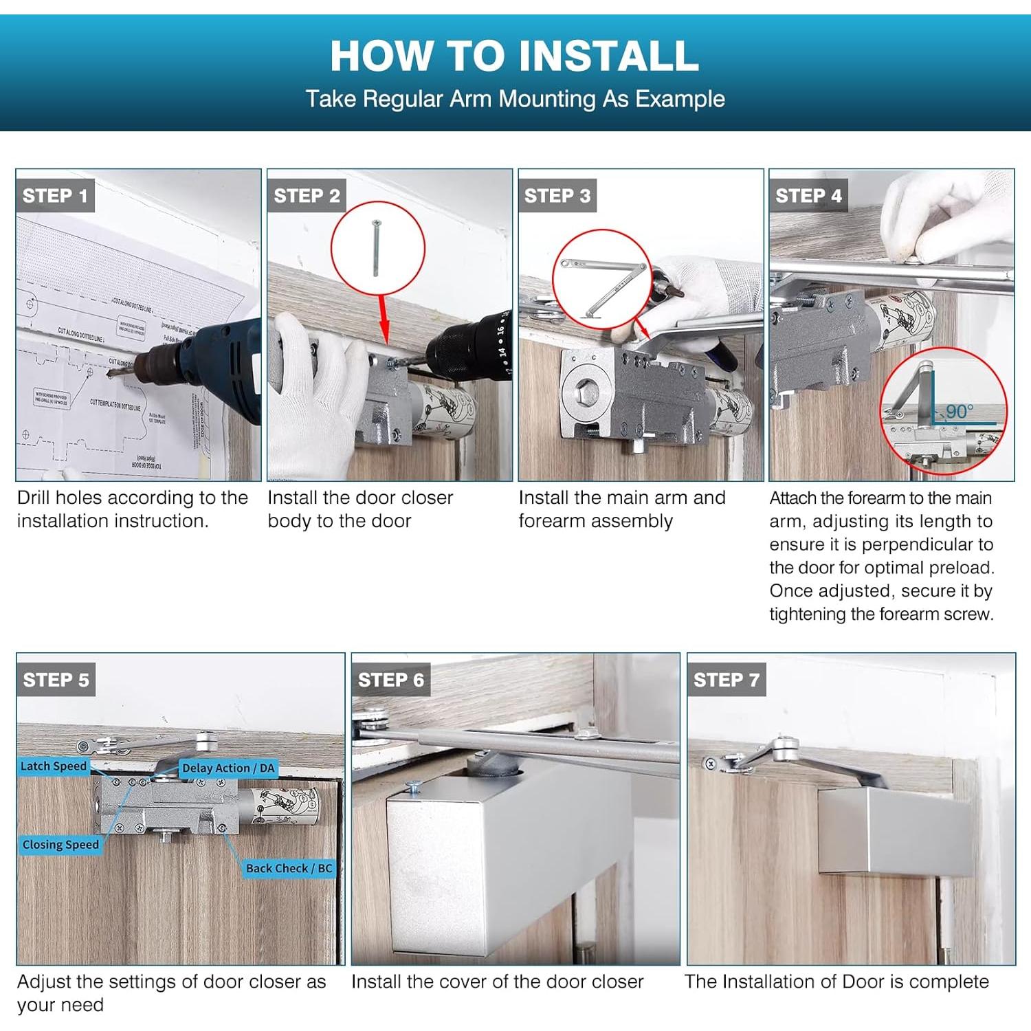 Cierre Automático IRONWALLS para Puertas hasta 150kg Ajustable