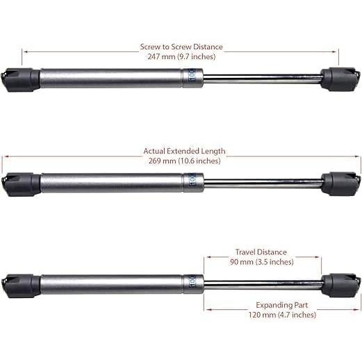 Resortes de Gas Hidráulicos Berta 25.4 cm 100N 6 Piezas Negro