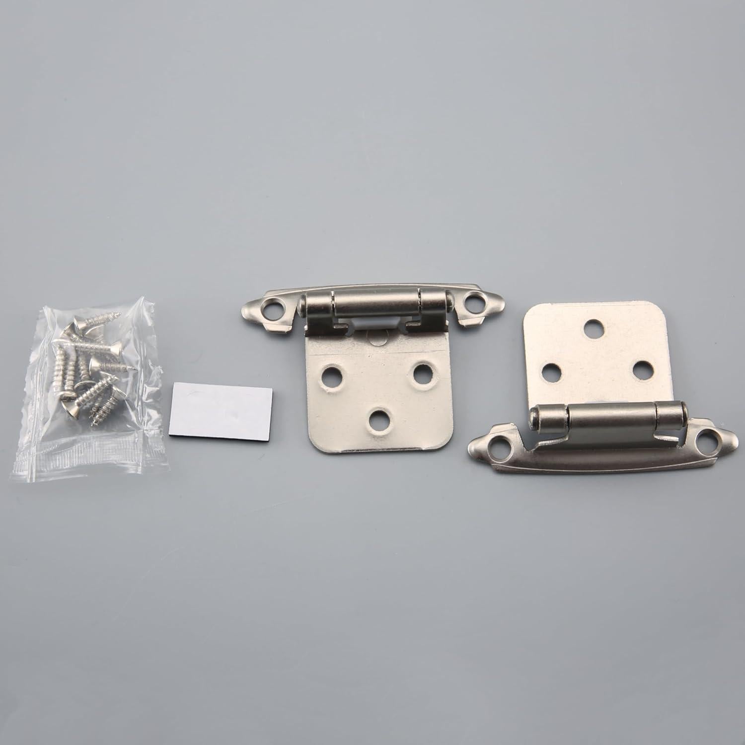 Bisagras de Gabinete Cierre Automático 1/2" Acero Níquel Satinado 20 Pcs