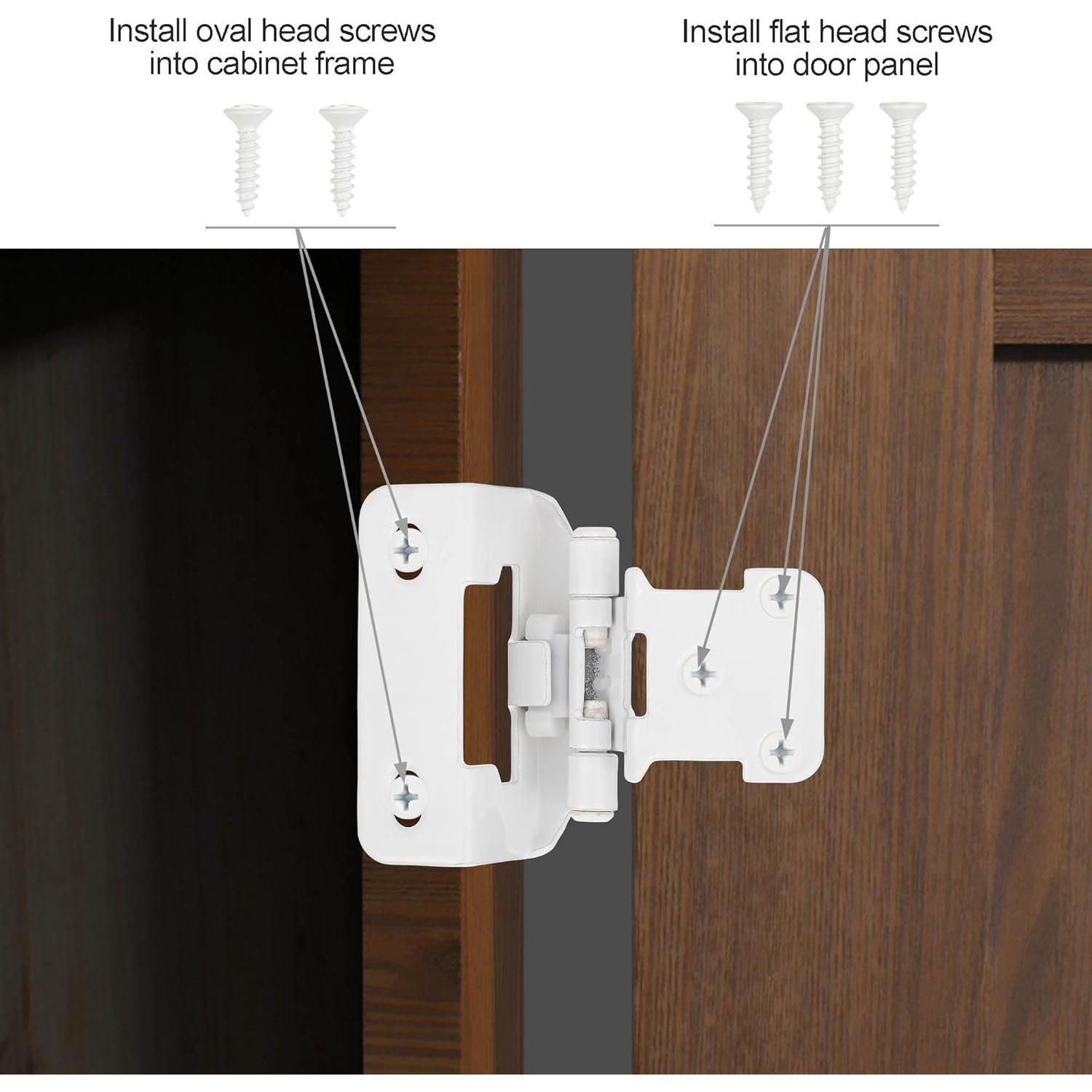 Paquete de 4 bisagras blancas Vallecloud para armarios
