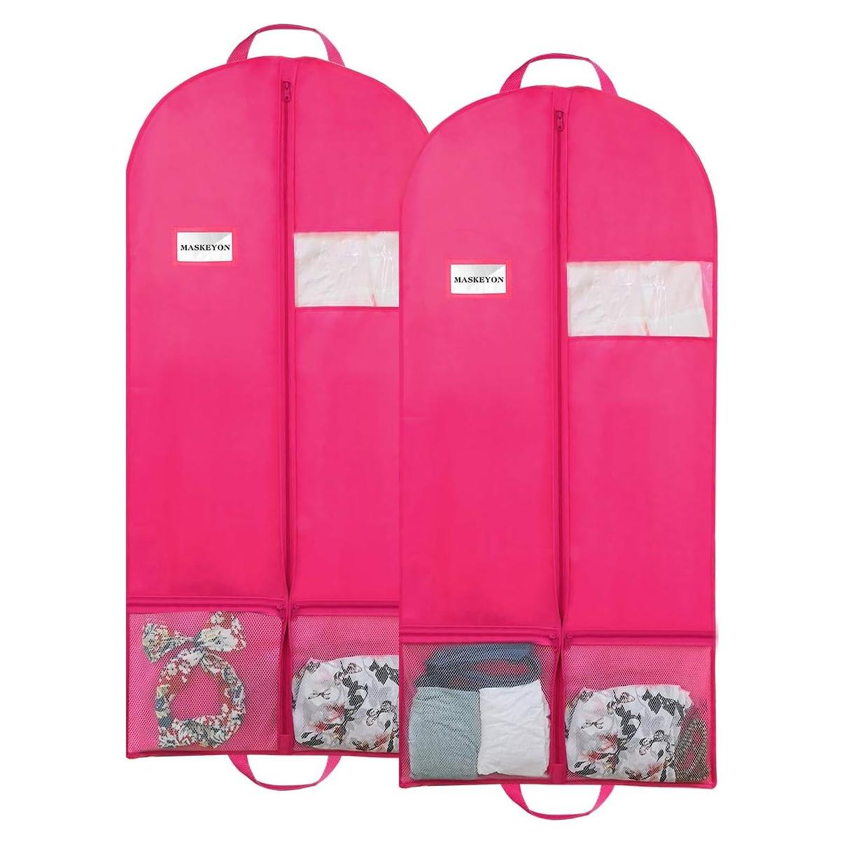 Bolsas de Ropa MASKEYON 129x58 cm con Cremallera - 2 Piezas Rosa