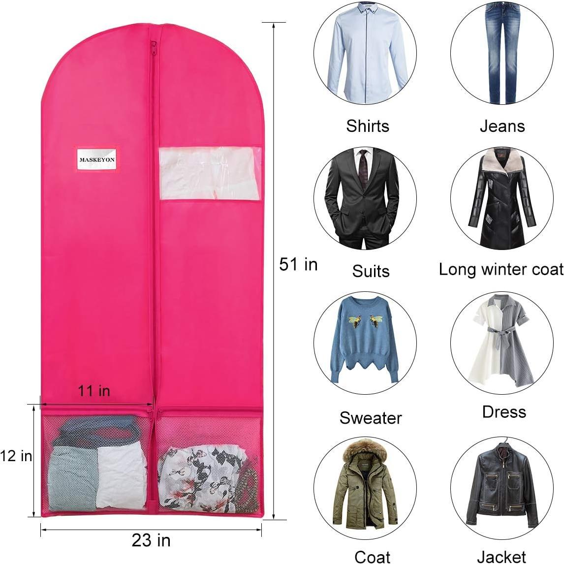 Bolsas de Ropa MASKEYON 129x58 cm con Cremallera - 2 Piezas Rosa