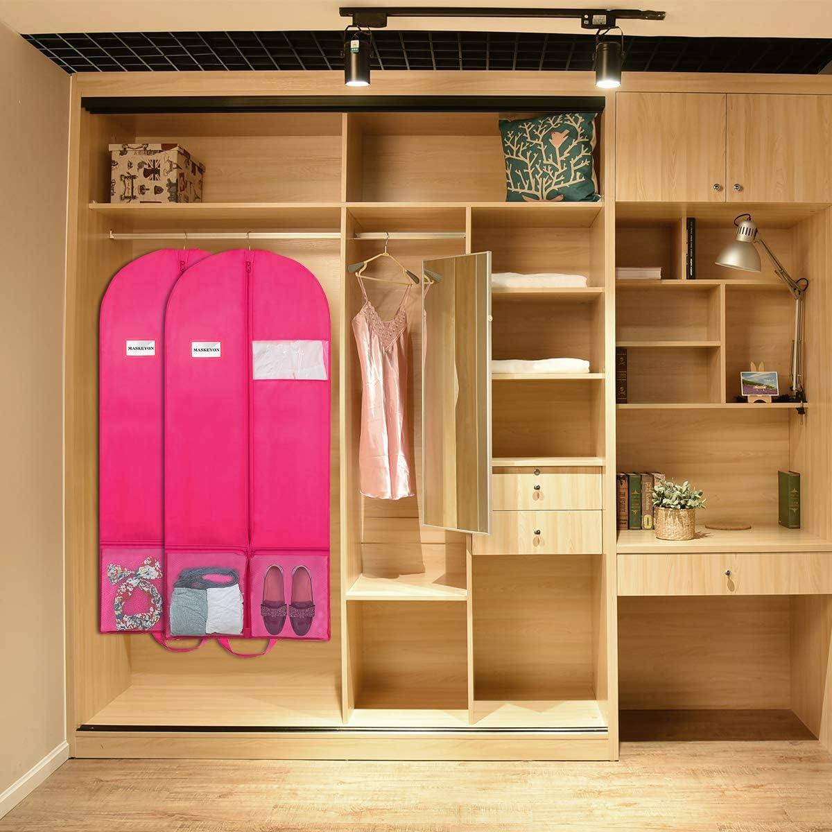 Bolsas de Ropa MASKEYON 129x58 cm con Cremallera - 2 Piezas Rosa