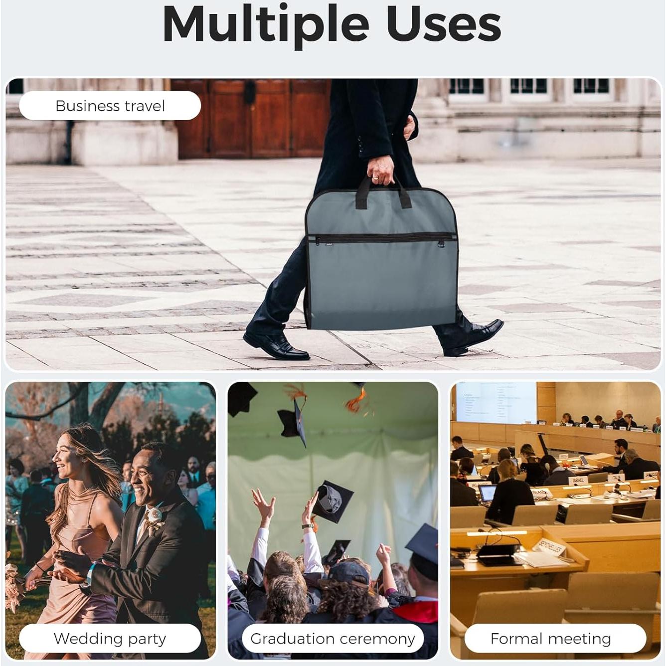 Bolsa de Traje Colgante Pack All 43" Gris Alta Resistencia