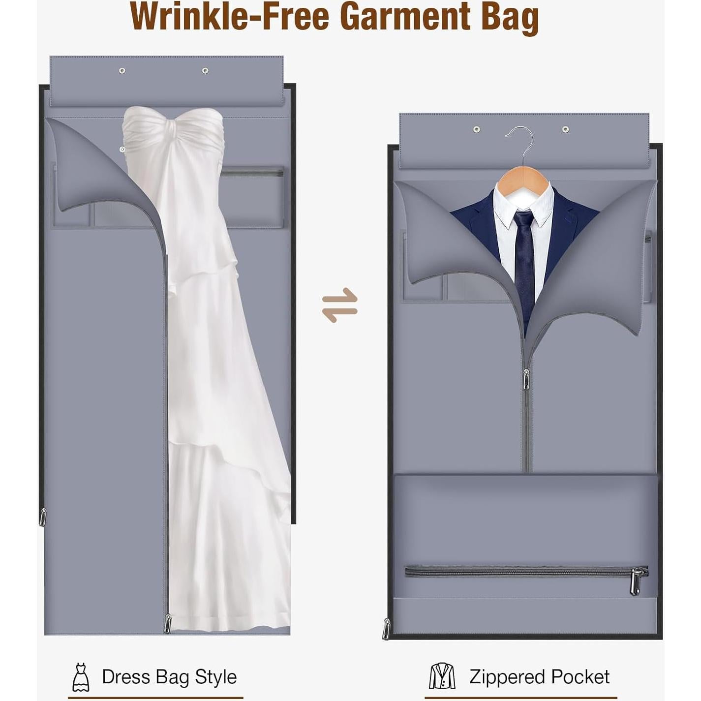 Bolsa de Ropa de Viaje Lekespring 64x28cm Negra 2 en 1