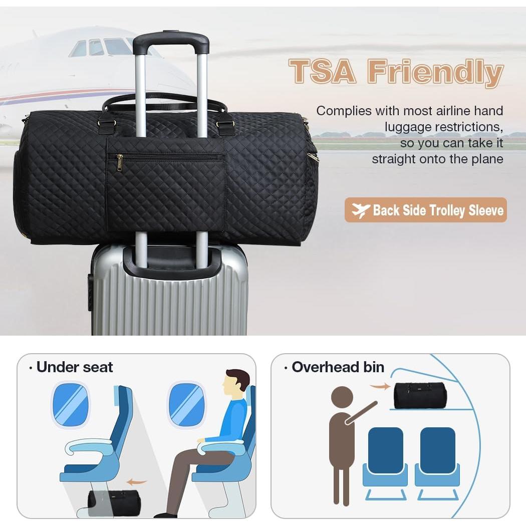 Bolsa de Ropa de Viaje Lekespring 64x28cm Negra 2 en 1