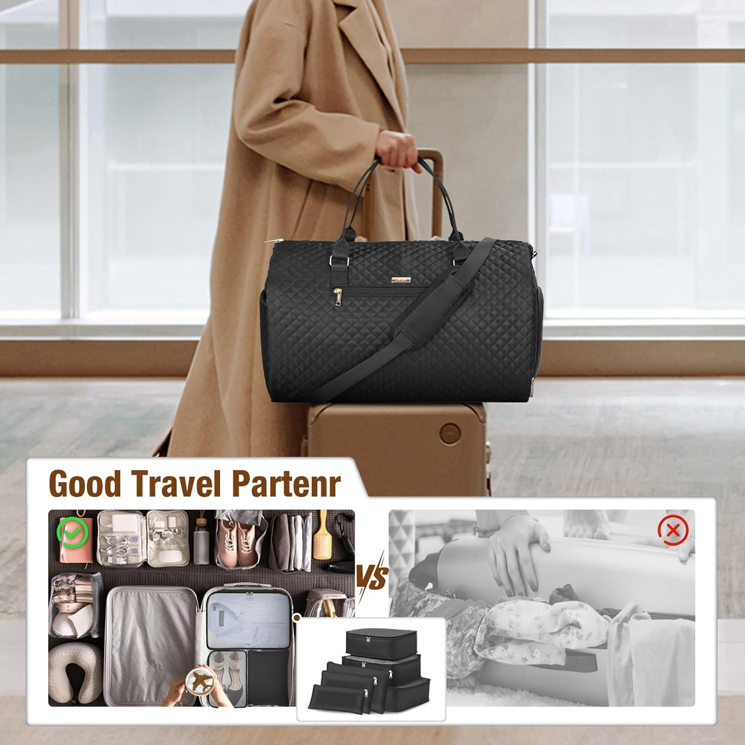 Bolsa de Ropa de Viaje Lekespring 64x28cm Negra 2 en 1