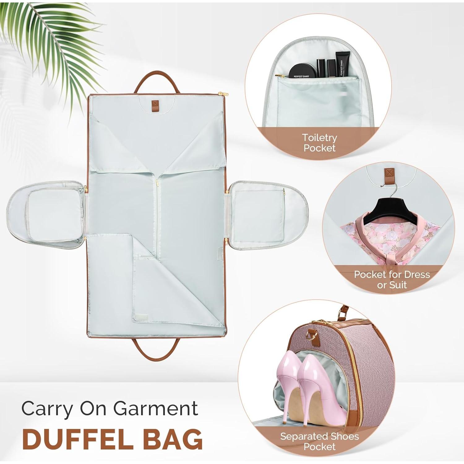 Bolsa de Ropa Duffel ZRSUN 50L Impermeable Rosa 2-en-1