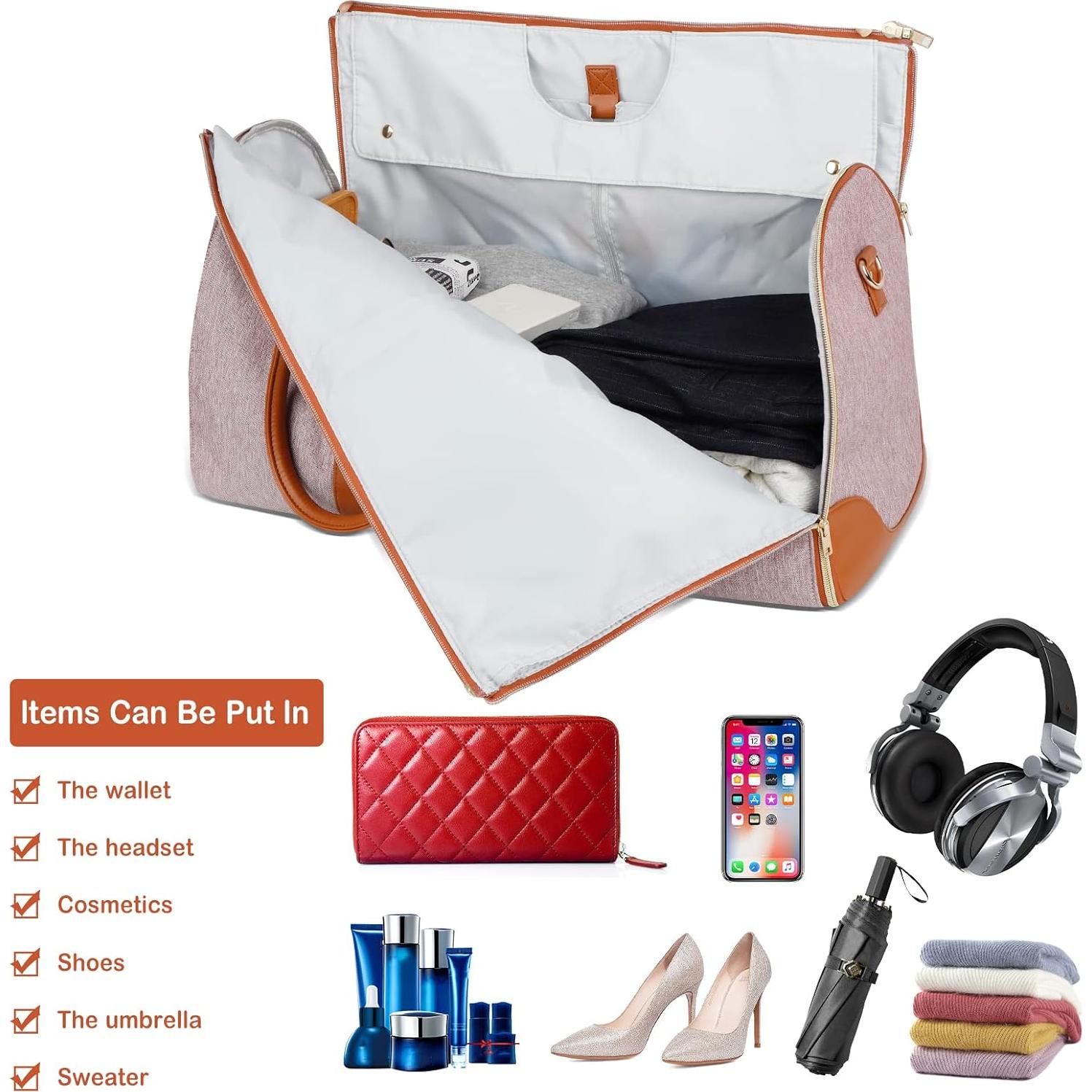 Bolsa de Ropa Duffel ZRSUN 50L Impermeable Rosa 2-en-1