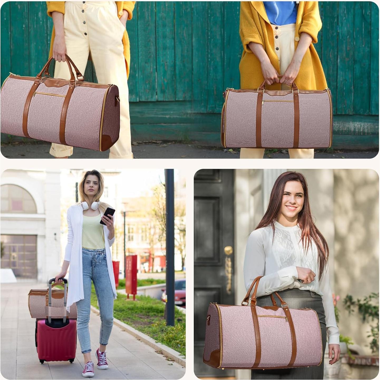 Bolsa de Ropa Duffel ZRSUN 50L Impermeable Rosa 2-en-1