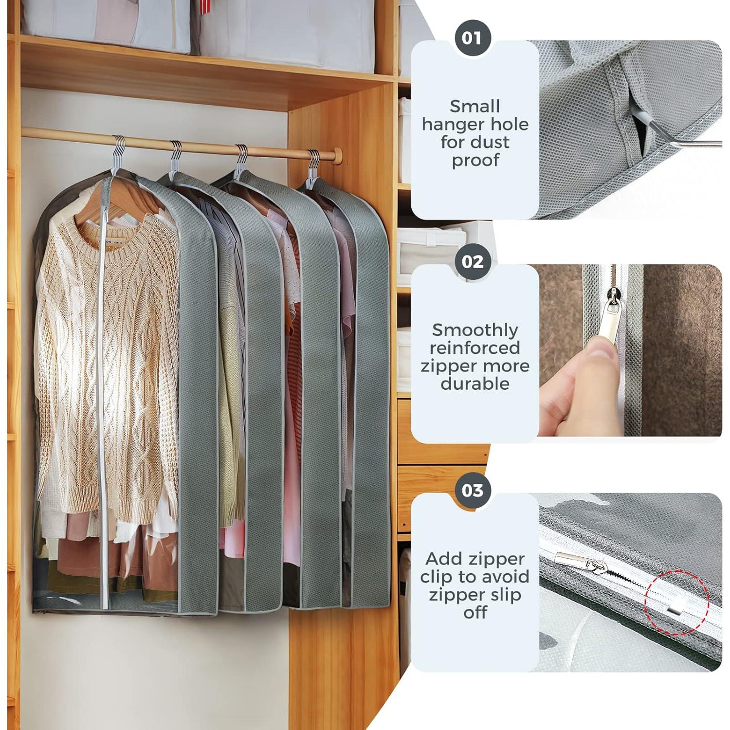 Bolsas de Ropa Colgantes AURUZA 6 Pcs 101.6 cm Transparente