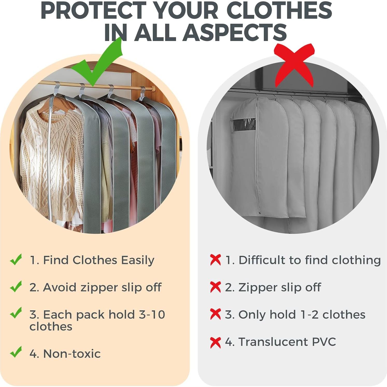 Bolsas de Ropa Colgantes AURUZA 6 Pcs 101.6 cm Transparente