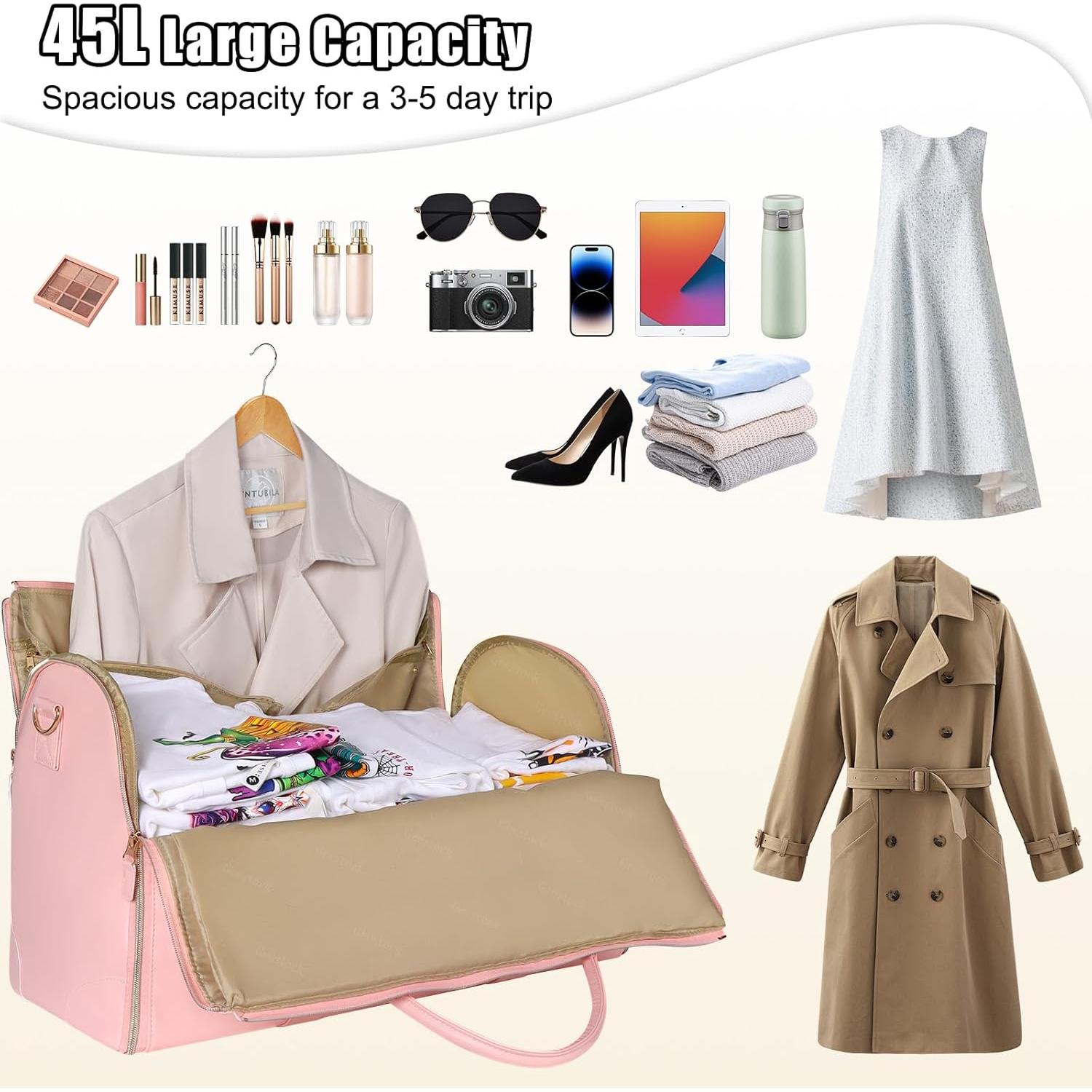 Bolsa de Viaje Duffle Geestock Rosa 2 en 1 con Funda para Zapatos