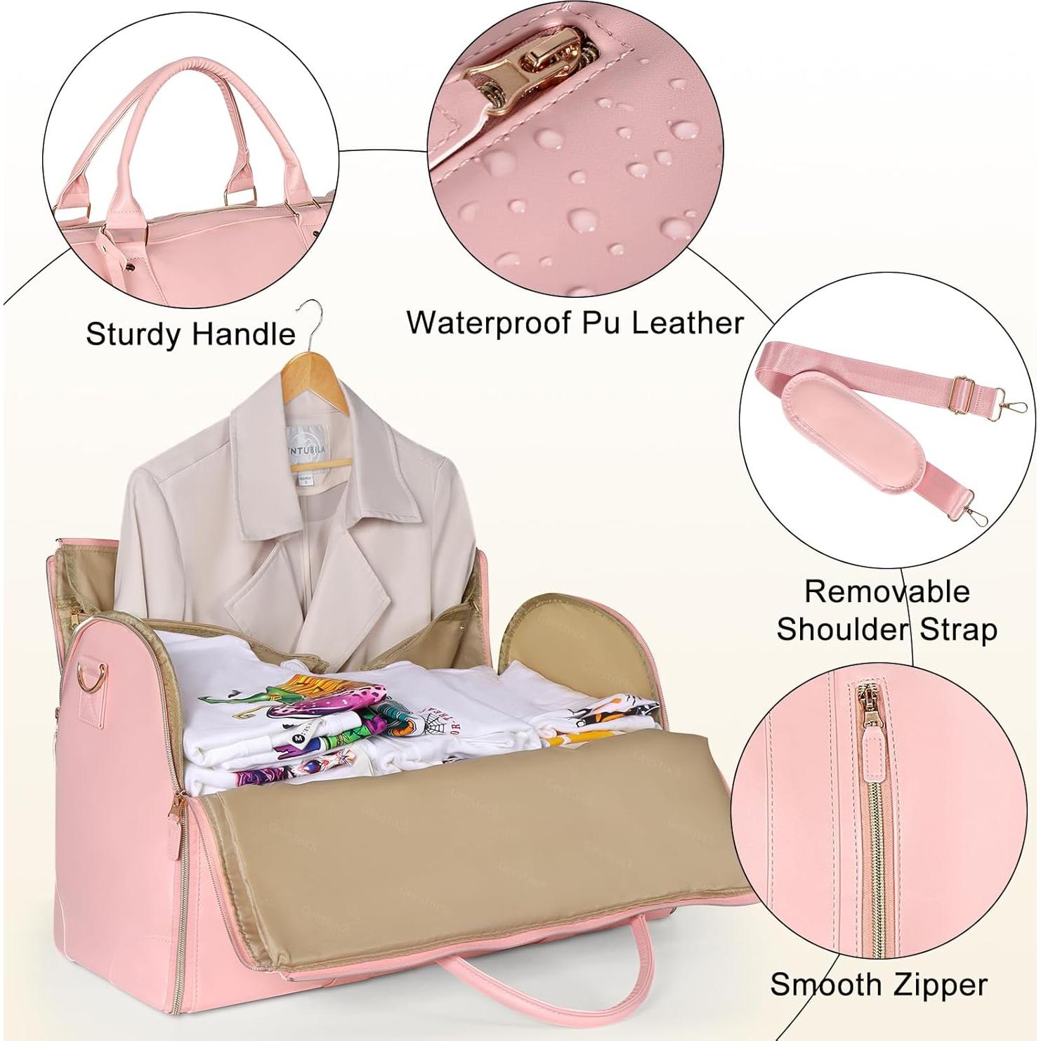 Bolsa de Viaje Duffle Geestock Rosa 2 en 1 con Funda para Zapatos