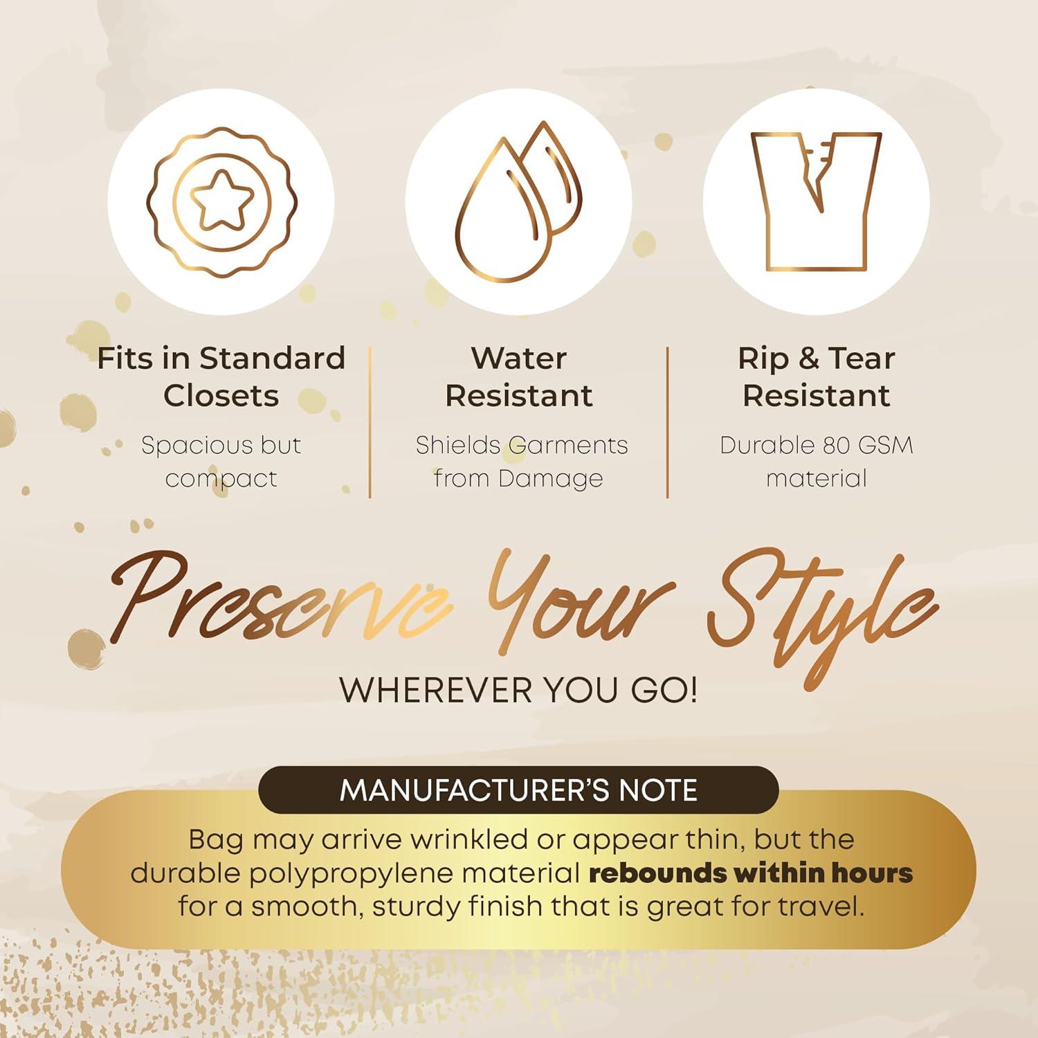 Your Bags Wedding Dress Garment Bag - Garment Bags for Travel & Hanging Clothes or Storage Preservation - 72" Wedding Dress Bag for Gowns Long with 20" Gusset for Puffy Bridal Gowns Cover -White/Grey