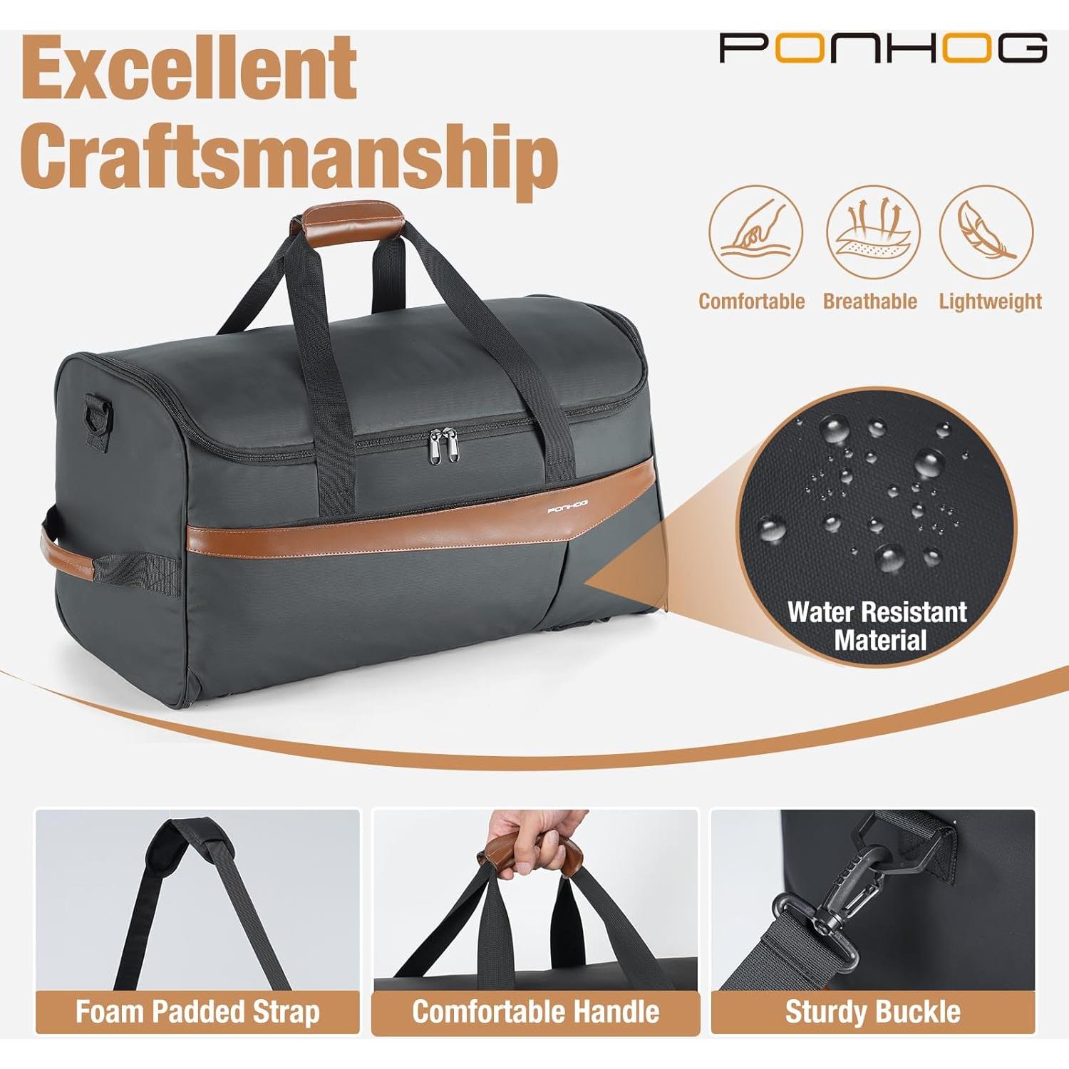 Bolsa de Ropa de Viaje Ponhog 3 en 1 Duffle 50L Negra