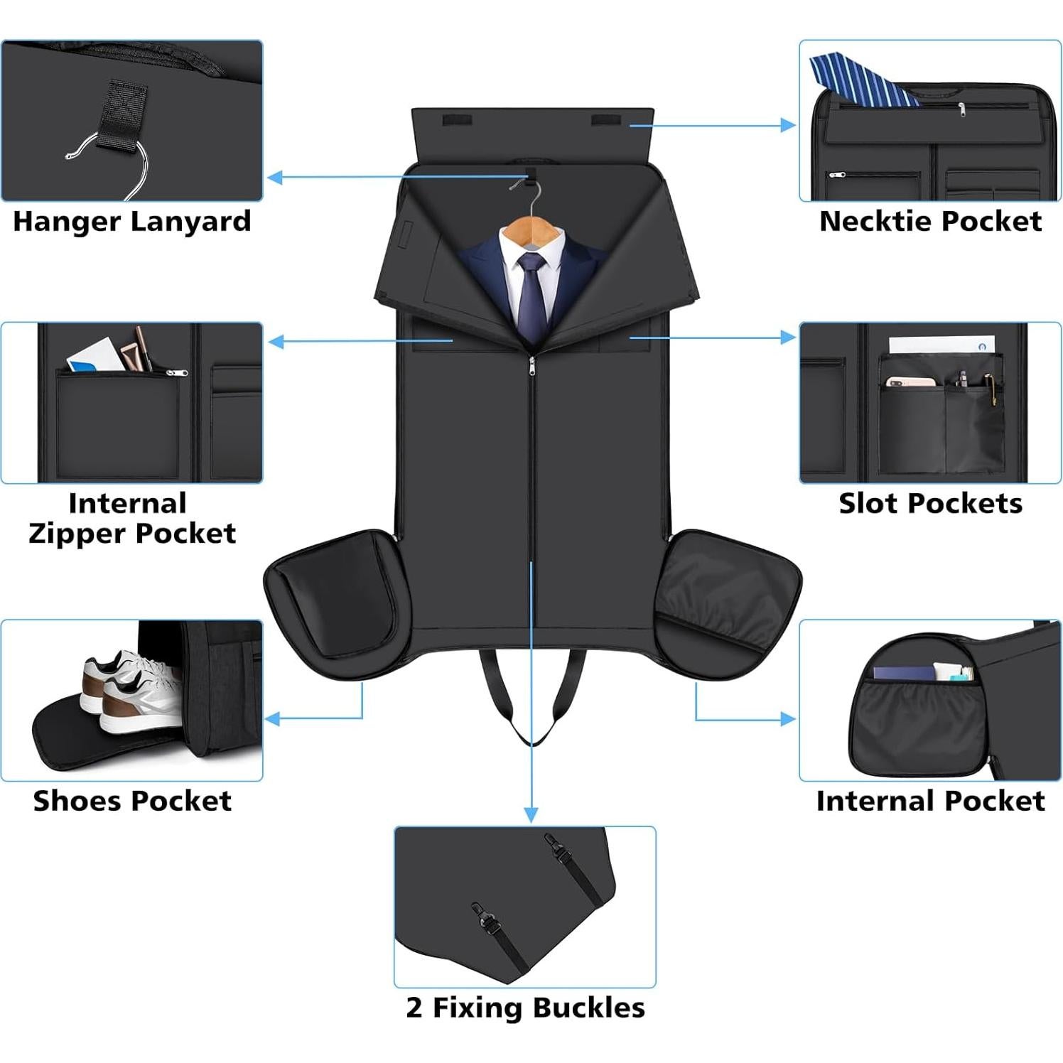 Convertible Garment Duffel Bags for Travel - Carry on Garment Bag Large Travel Duffel Bag 2 in 1 Hanging Suit Bag Large Weekender Bag for Men Women