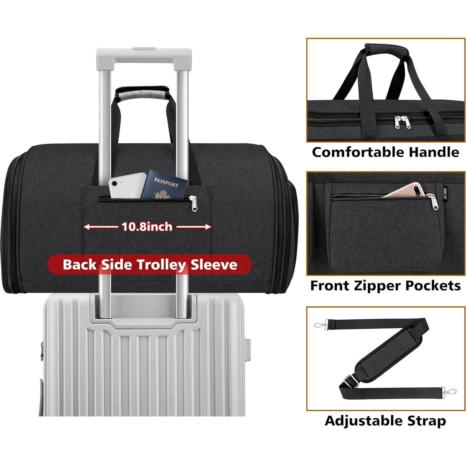 Convertible Garment Duffel Bags for Travel - Carry on Garment Bag Large Travel Duffel Bag 2 in 1 Hanging Suit Bag Large Weekender Bag for Men Women