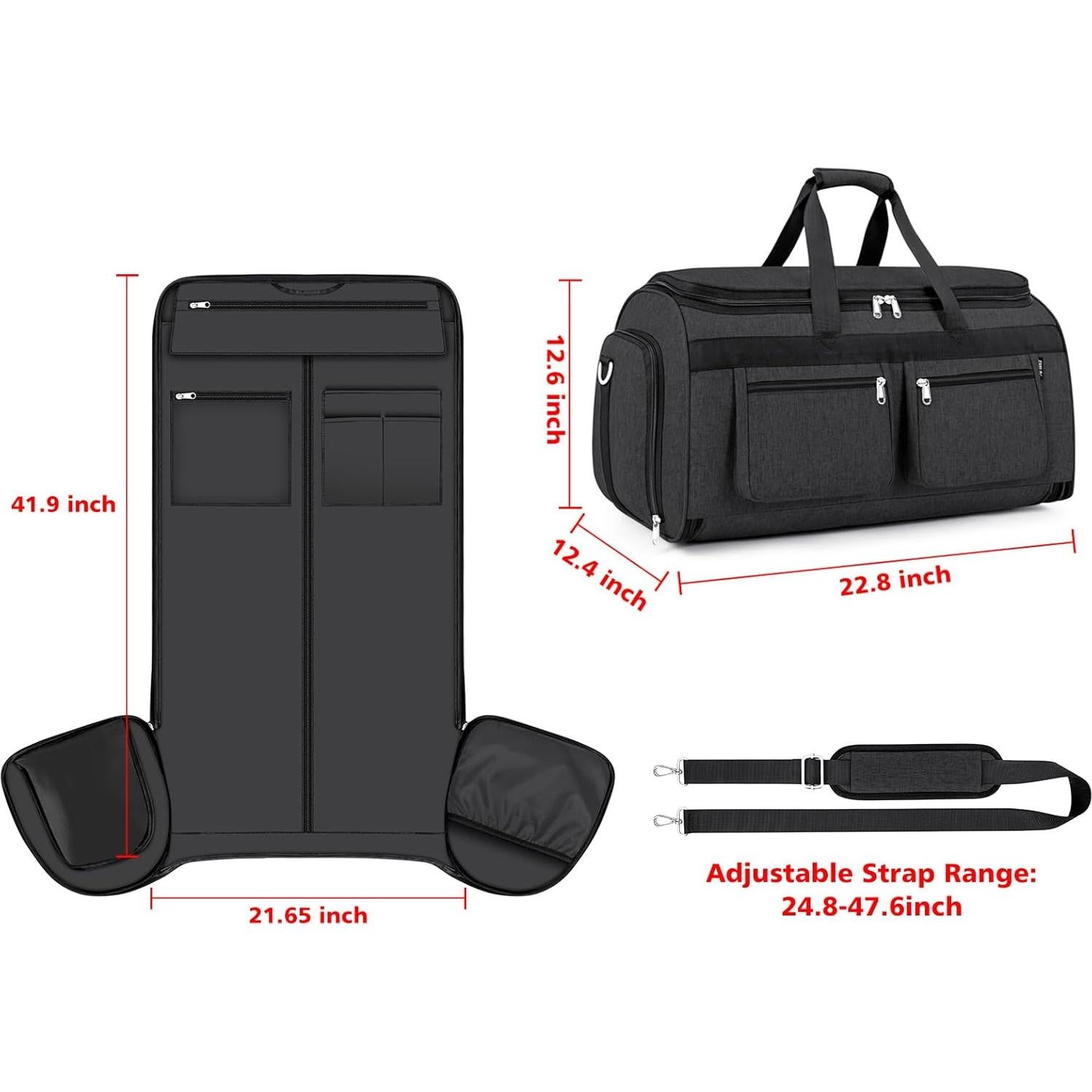 Convertible Garment Duffel Bags for Travel - Carry on Garment Bag Large Travel Duffel Bag 2 in 1 Hanging Suit Bag Large Weekender Bag for Men Women