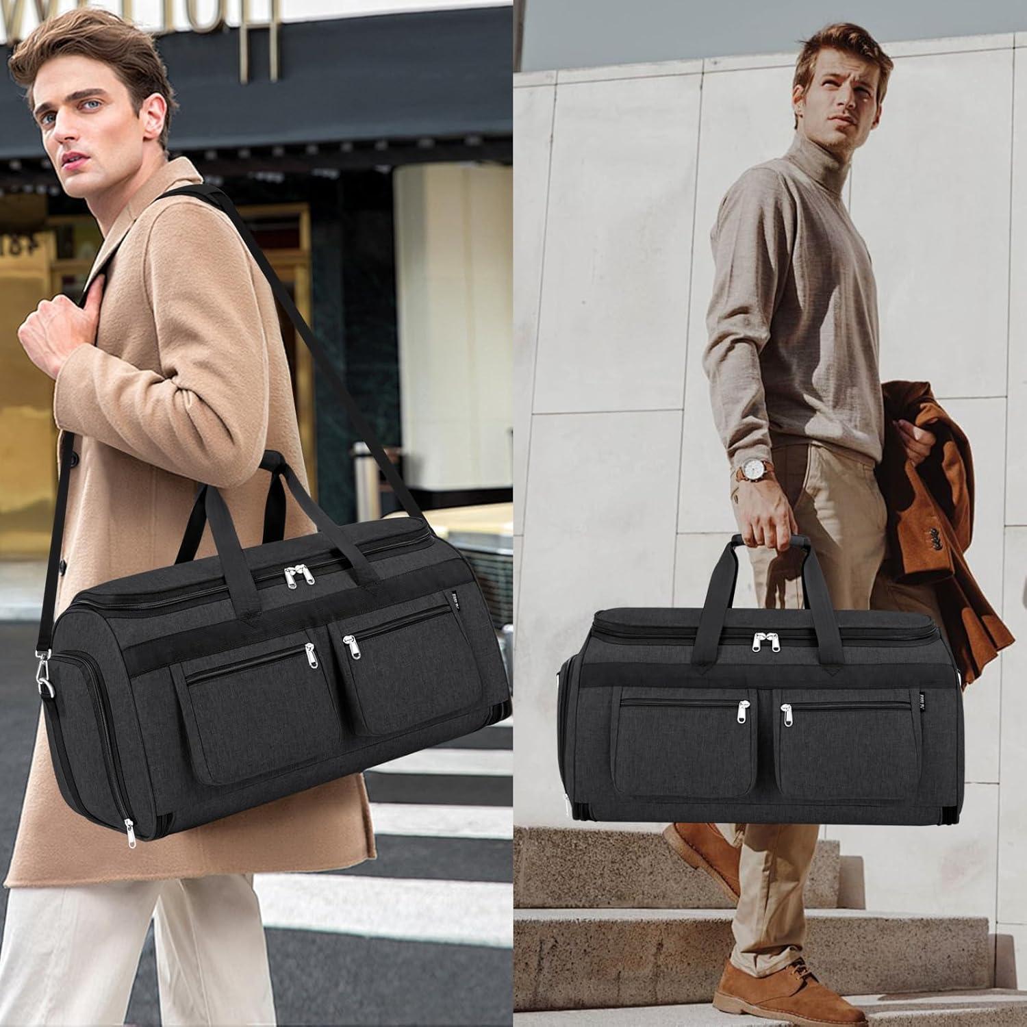 Convertible Garment Duffel Bags for Travel - Carry on Garment Bag Large Travel Duffel Bag 2 in 1 Hanging Suit Bag Large Weekender Bag for Men Women