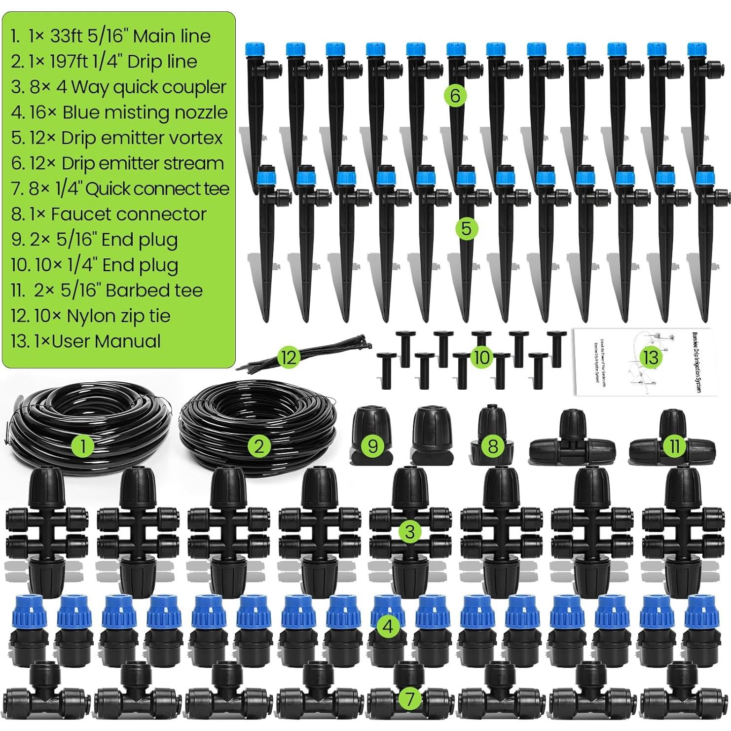 Sistema de Riego por Goteo Bonviee 230FT Ajustable Jardín