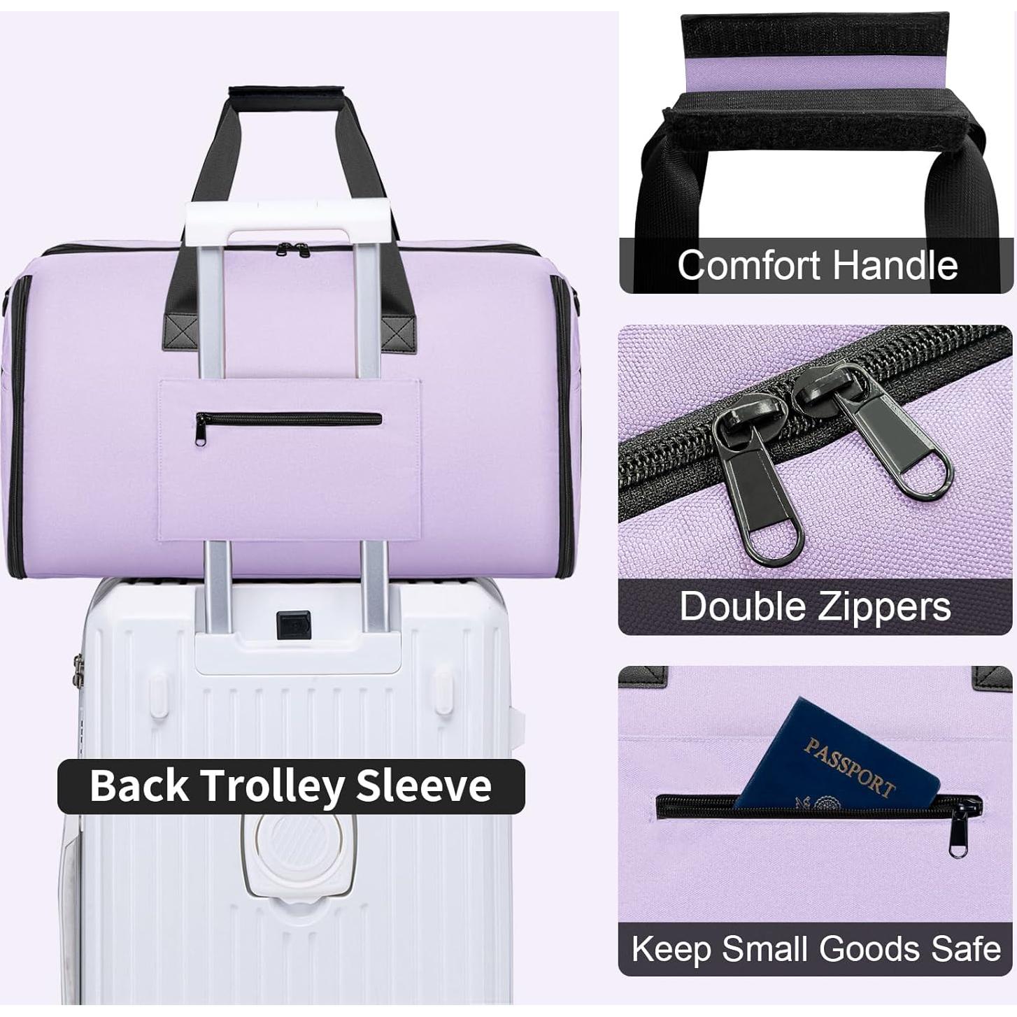 Bolsa de viaje tipo duffel 2 en 1 para prendas y laptop