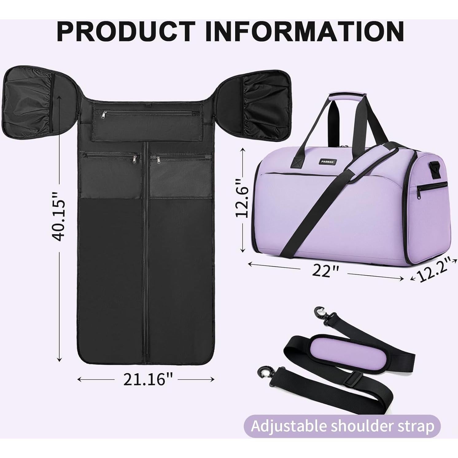 Bolsa de viaje tipo duffel 2 en 1 para prendas y laptop