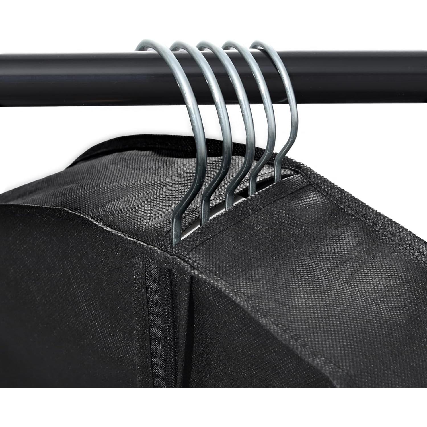 Stykontin Garment Bags for Hanging Clothes and Travel with 4" Gusseted, Suit Cover for Clothes,Coats,Suit,Jackets,Dress,Shirts,Skirt. (Black-50"-3pcs-Double zipper-Thickened 80G Non-woven Fabric)