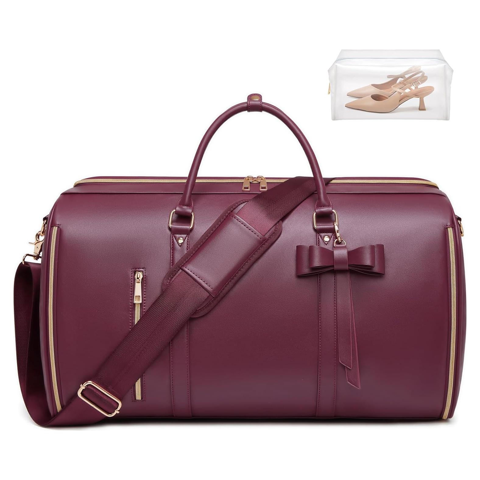 Bolsa de Ropa de Viaje para Mujeres 45L Cuero PU Rojo