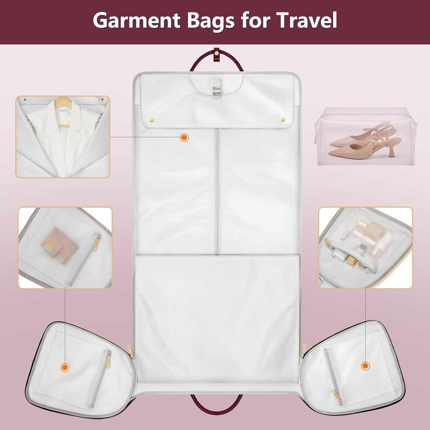 Bolsa de Ropa de Viaje para Mujeres 45L Cuero PU Rojo