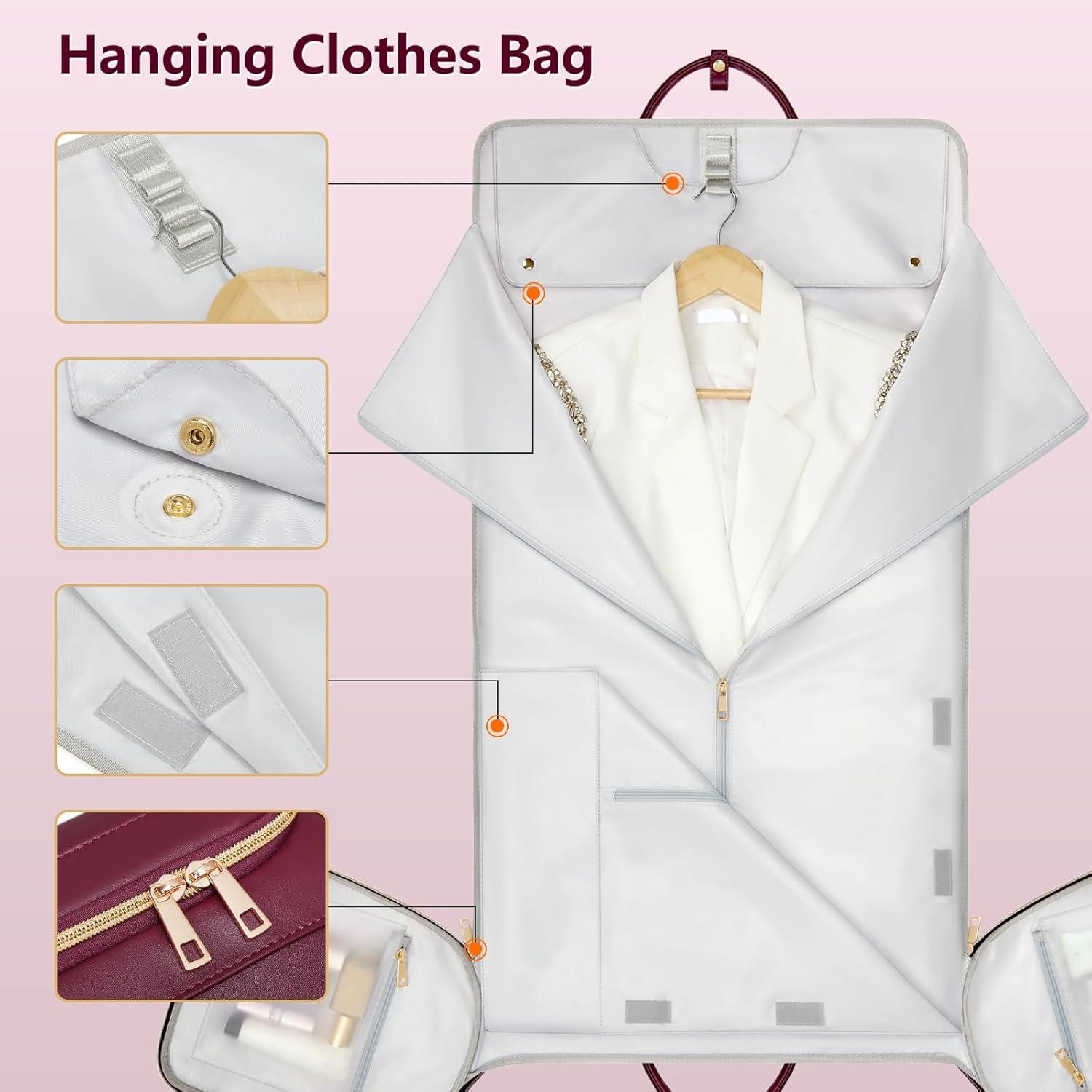 Bolsa de Ropa de Viaje para Mujeres 45L Cuero PU Rojo