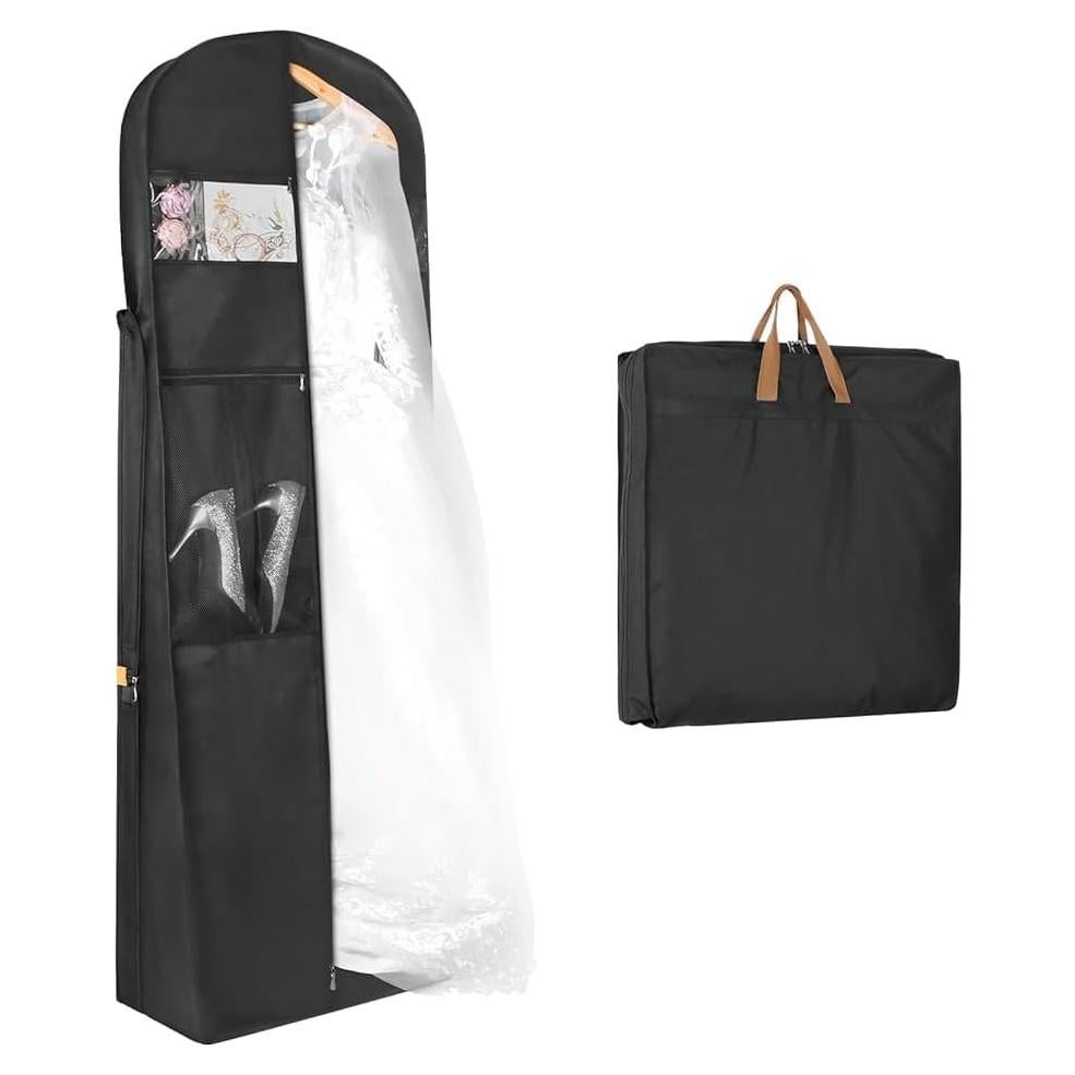 Zilink 72" Wedding Dress Garment Bag Dress Bags for Gowns Bridal Dress Travel Bag with 12”Gusseted and Accessory Pockets for Wedding Dress, Puffy Gowns [Upgraded Version]
