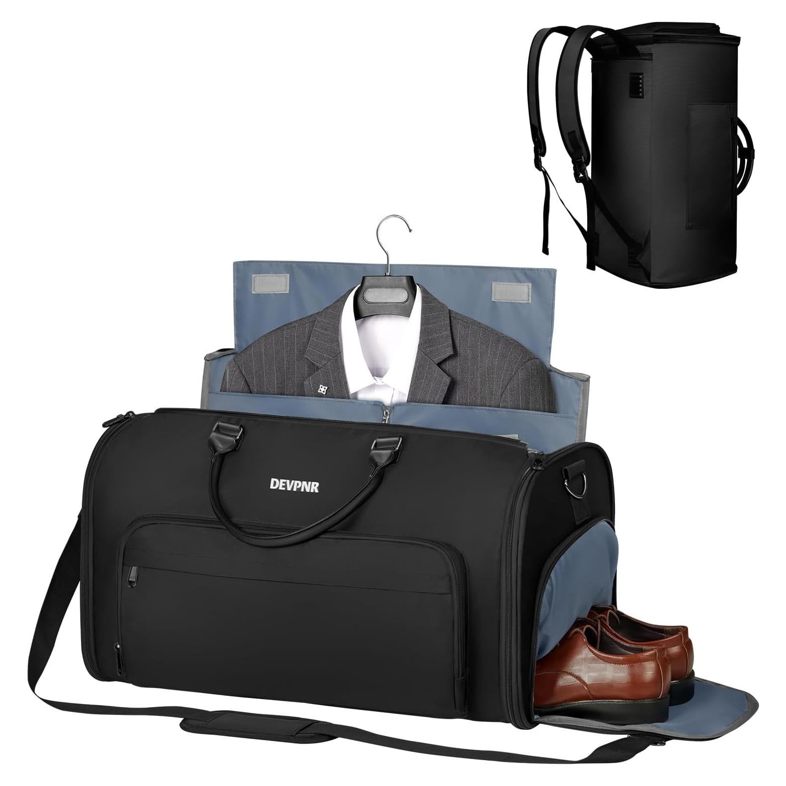 Garment Duffle Bags for Travel, Convertible Garment Bag for Men Women with Shoe Compartment, 3 in 1 Waterproof Carry on Garment Backpack for Bussiness Travel & Weekend