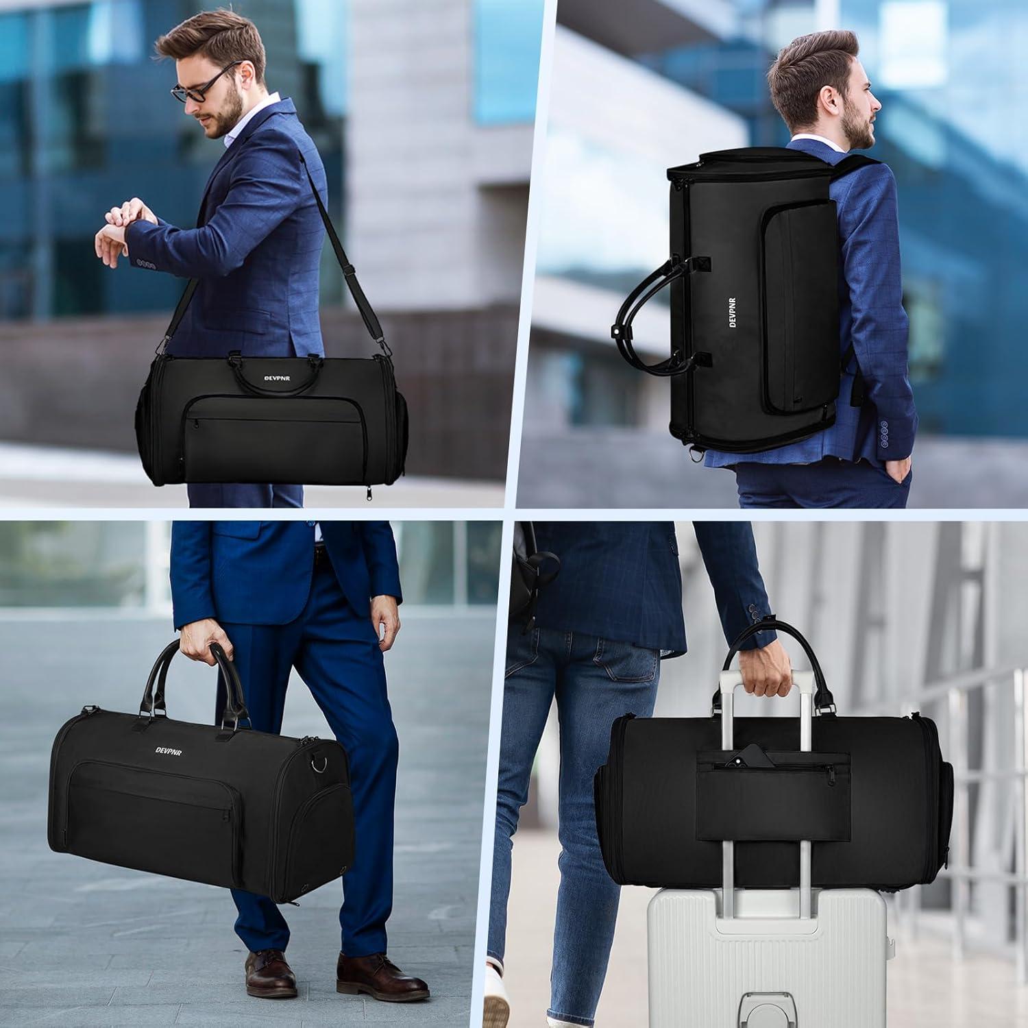 Garment Duffle Bags for Travel, Convertible Garment Bag for Men Women with Shoe Compartment, 3 in 1 Waterproof Carry on Garment Backpack for Bussiness Travel & Weekend
