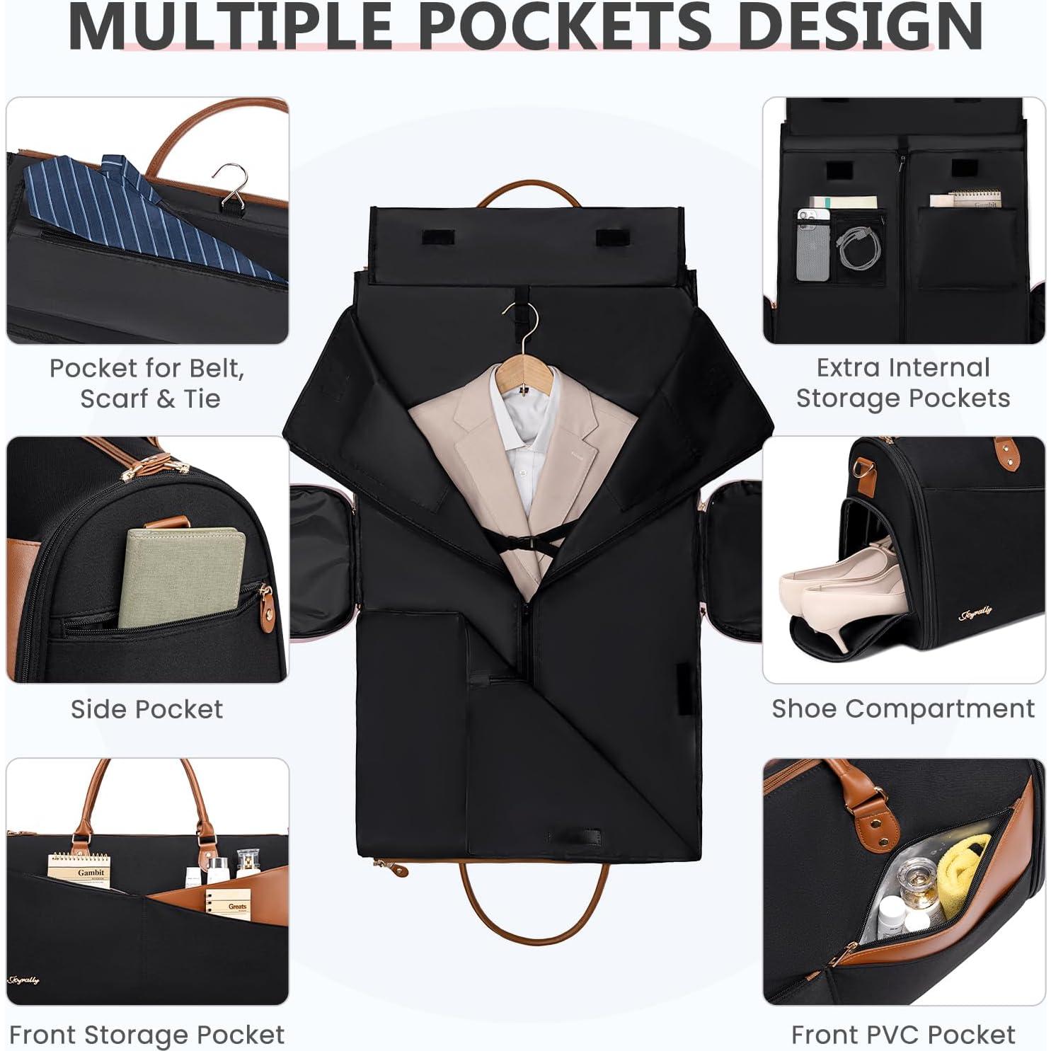 Bolsa de viaje Joyrally 2 en 1 para ropa y zapatos - Negra