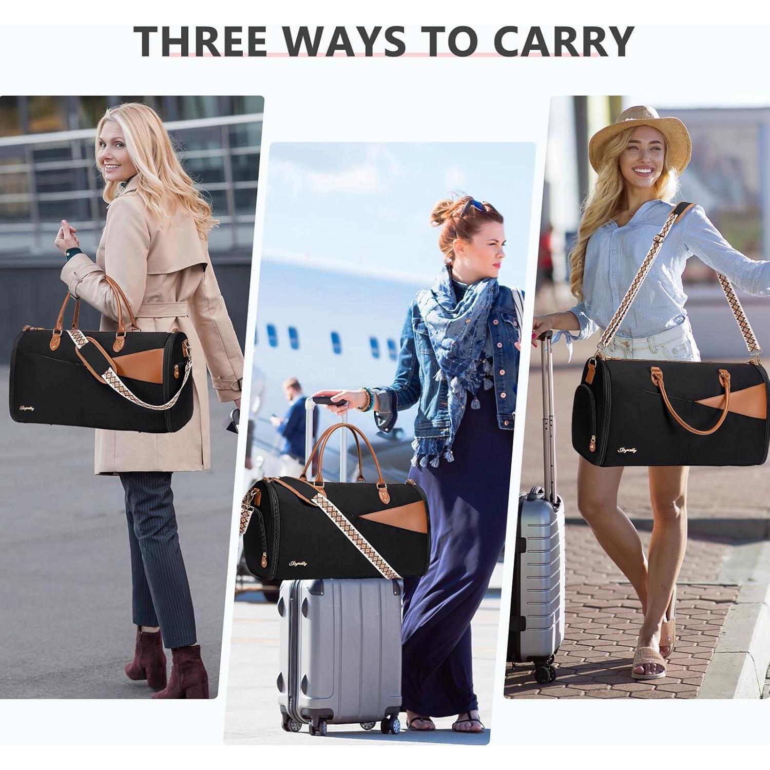 Bolsa de viaje Joyrally 2 en 1 para ropa y zapatos - Negra