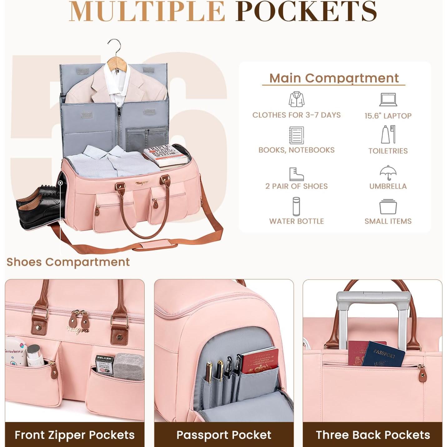 Bolsa Duffle de Ropa Convertible Geyatech Rosa 2 en 1