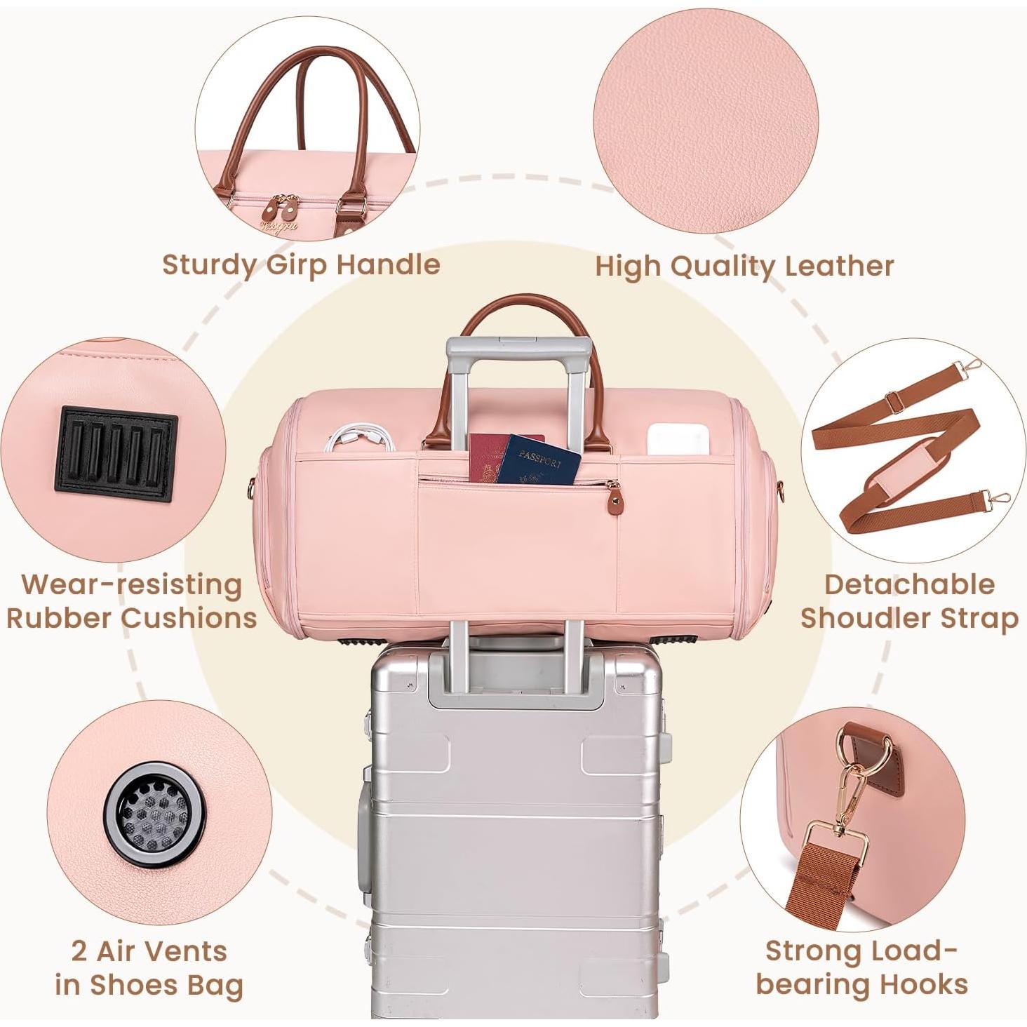 Bolsa Duffle de Ropa Convertible Geyatech Rosa 2 en 1