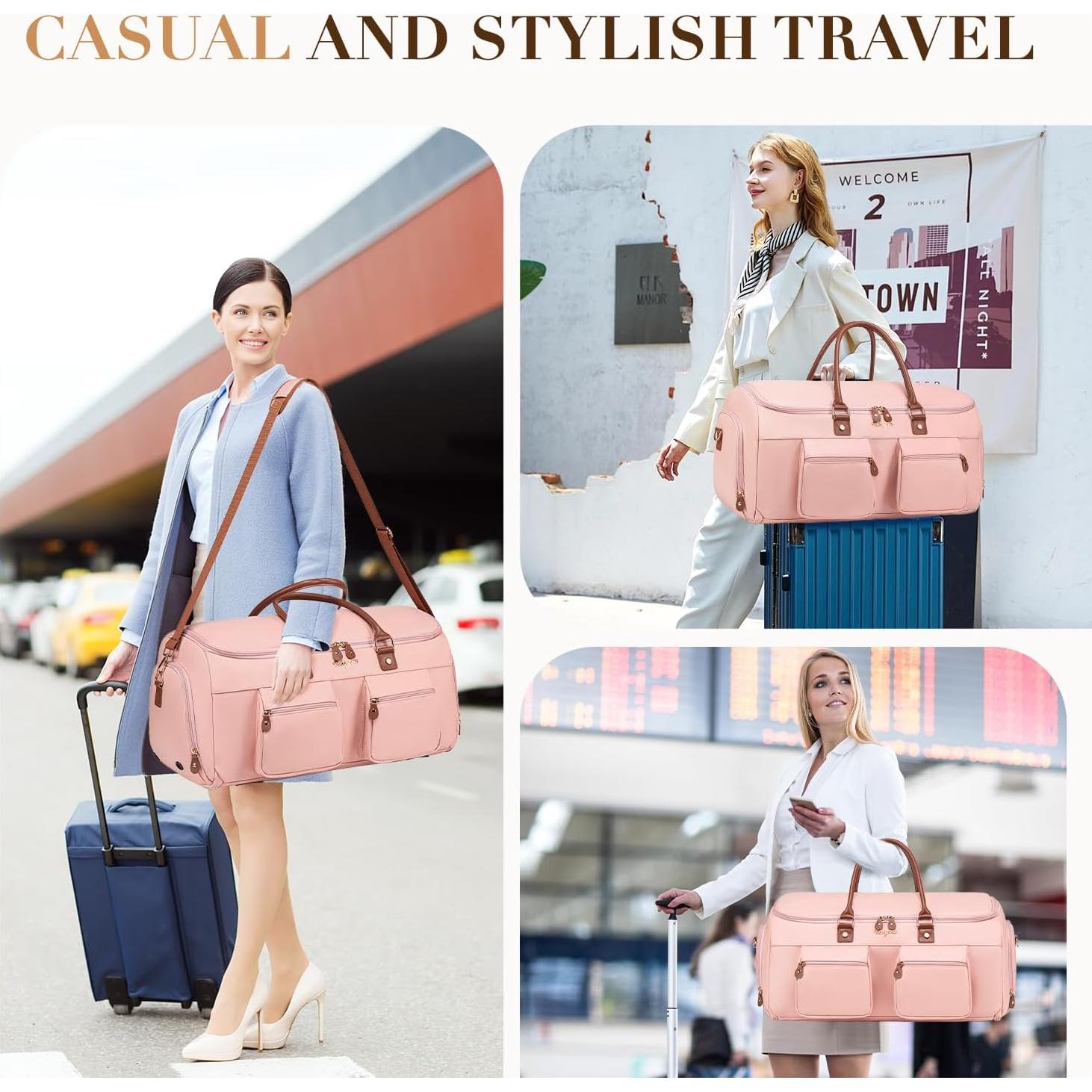 Bolsa Duffle de Ropa Convertible Geyatech Rosa 2 en 1